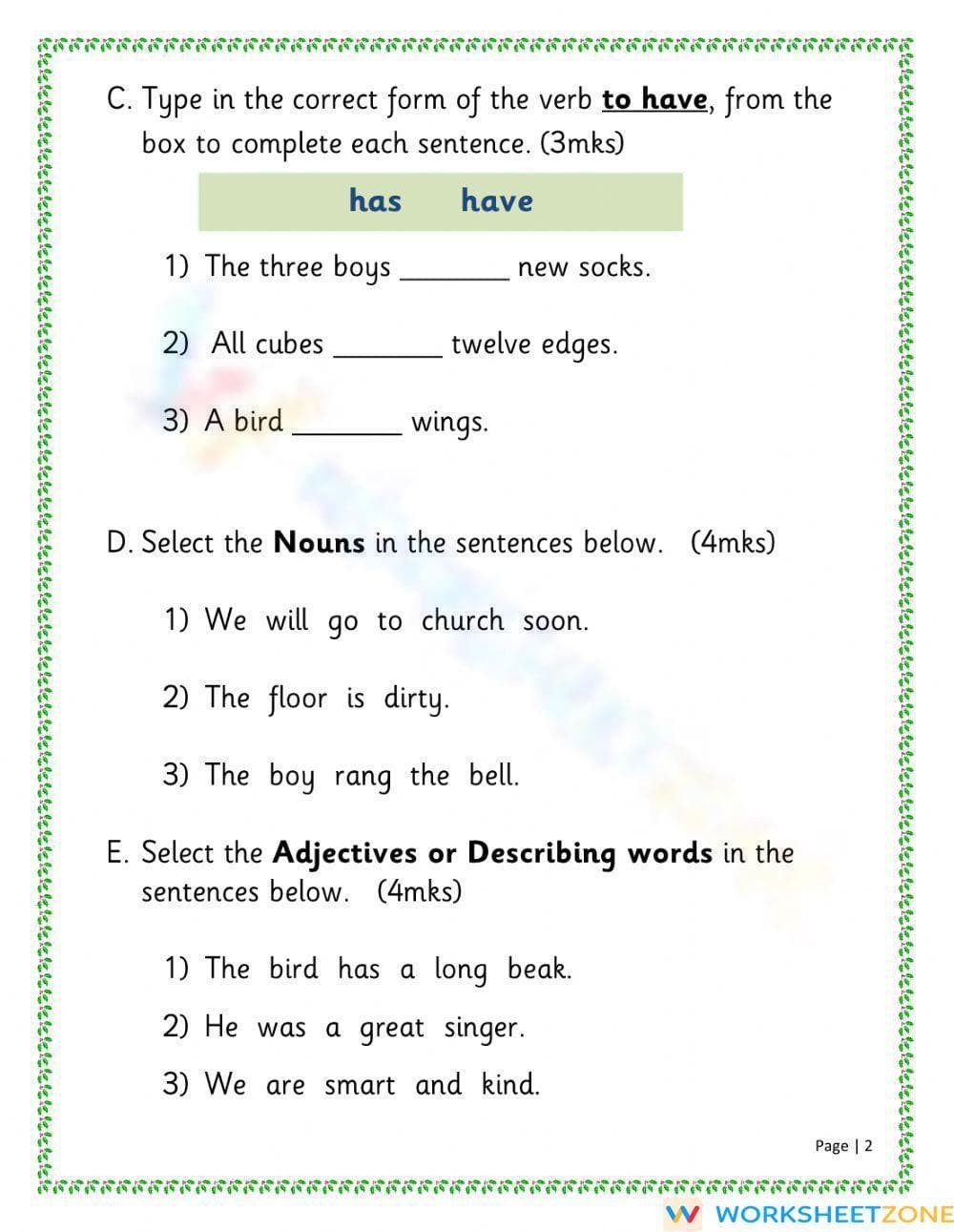 Grade 1 ELA Essential Assessment | CCSS.ELA-LITERACY.L.1.1 - Page 2