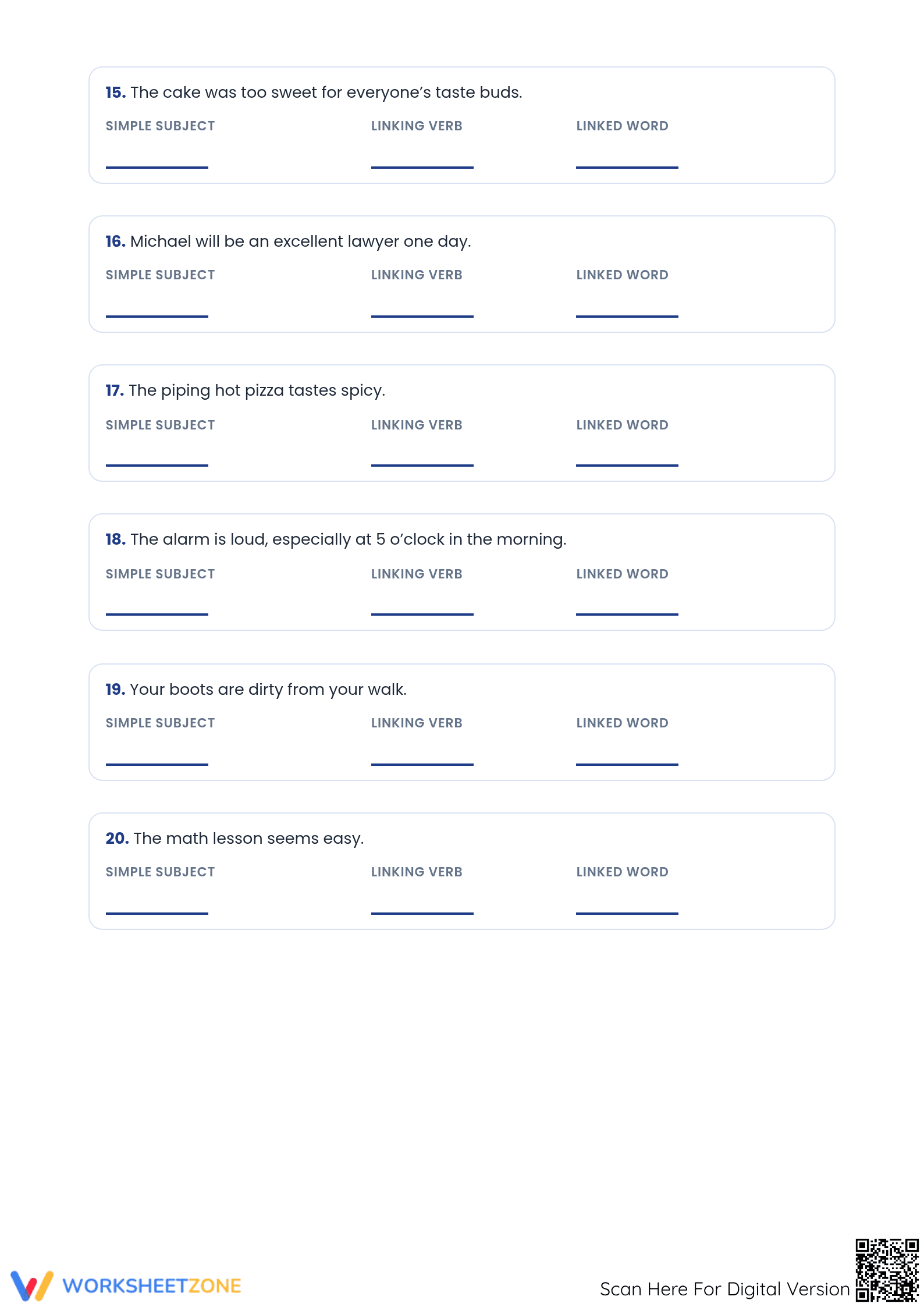 Linking Verbs Quiz Worksheet | Essential Grade 5-6 Aligned - Page 3