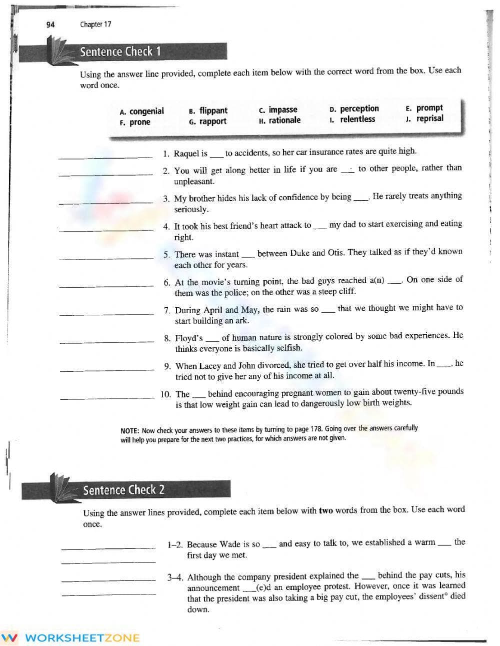 Essential Vocabulary from Context Worksheet | Grade 10 ELA - Page 3