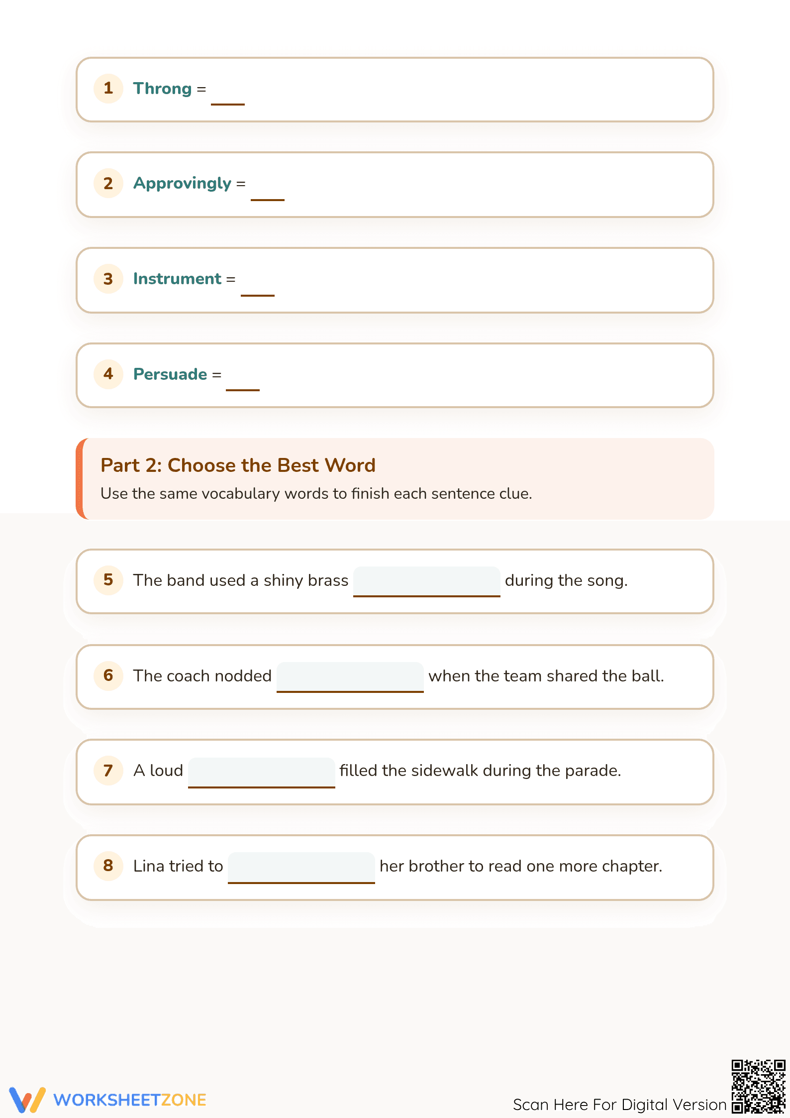Essential Vocabulary for The Chocolate Touch Chapters 7-8 Printable - Page 2