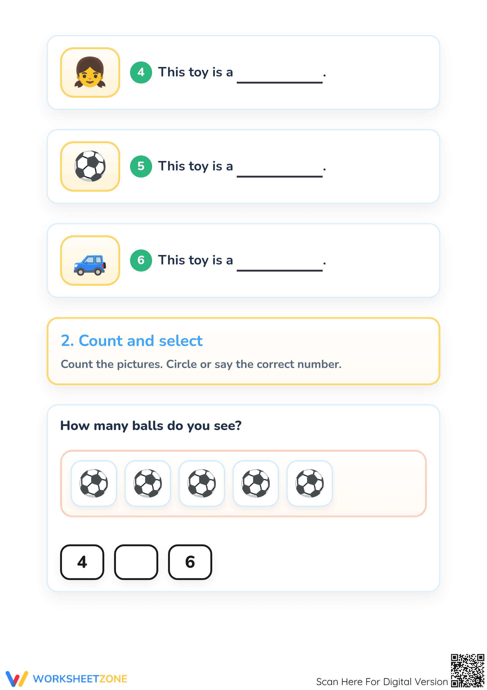 Essential Toys Vocabulary Worksheet for PreK & Kindergarten - Page 2