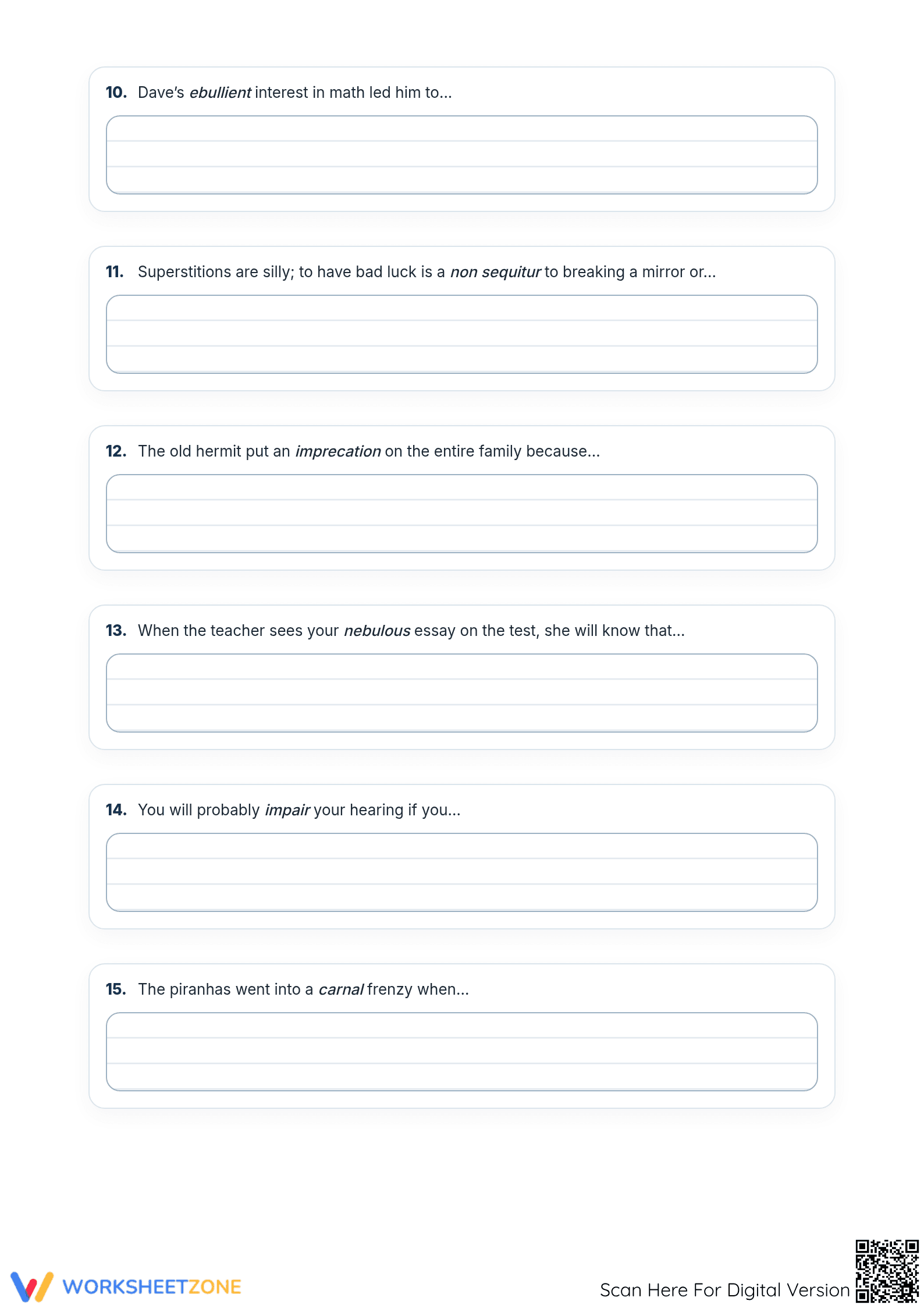 Essential SAT Vocab Sentence Completion | Grade 9-12 - Page 3
