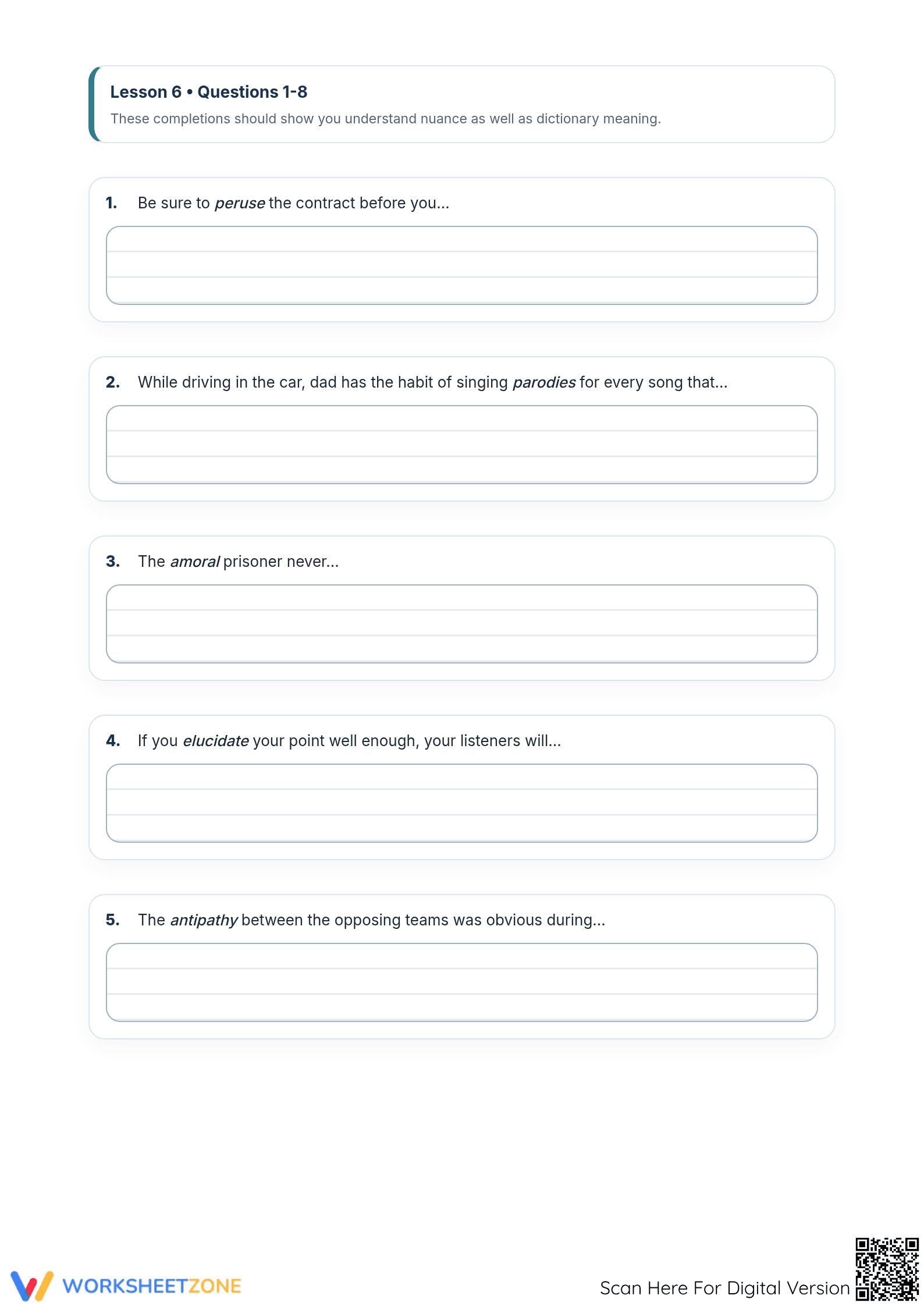 Essential SAT Vocab Sentence Completion | Grade 9-12 - Page 4