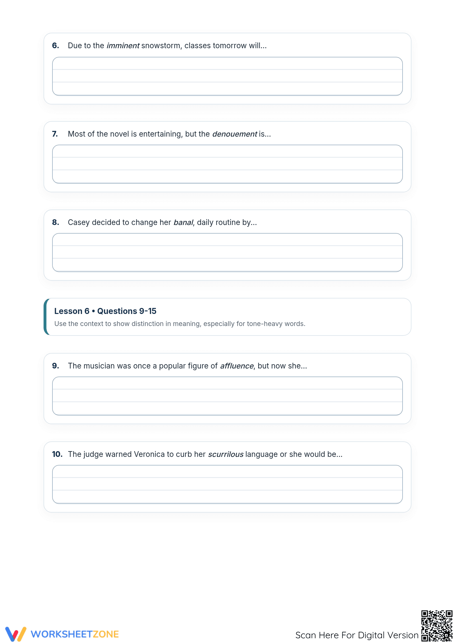 Essential SAT Vocab Sentence Completion | Grade 9-12 - Page 5