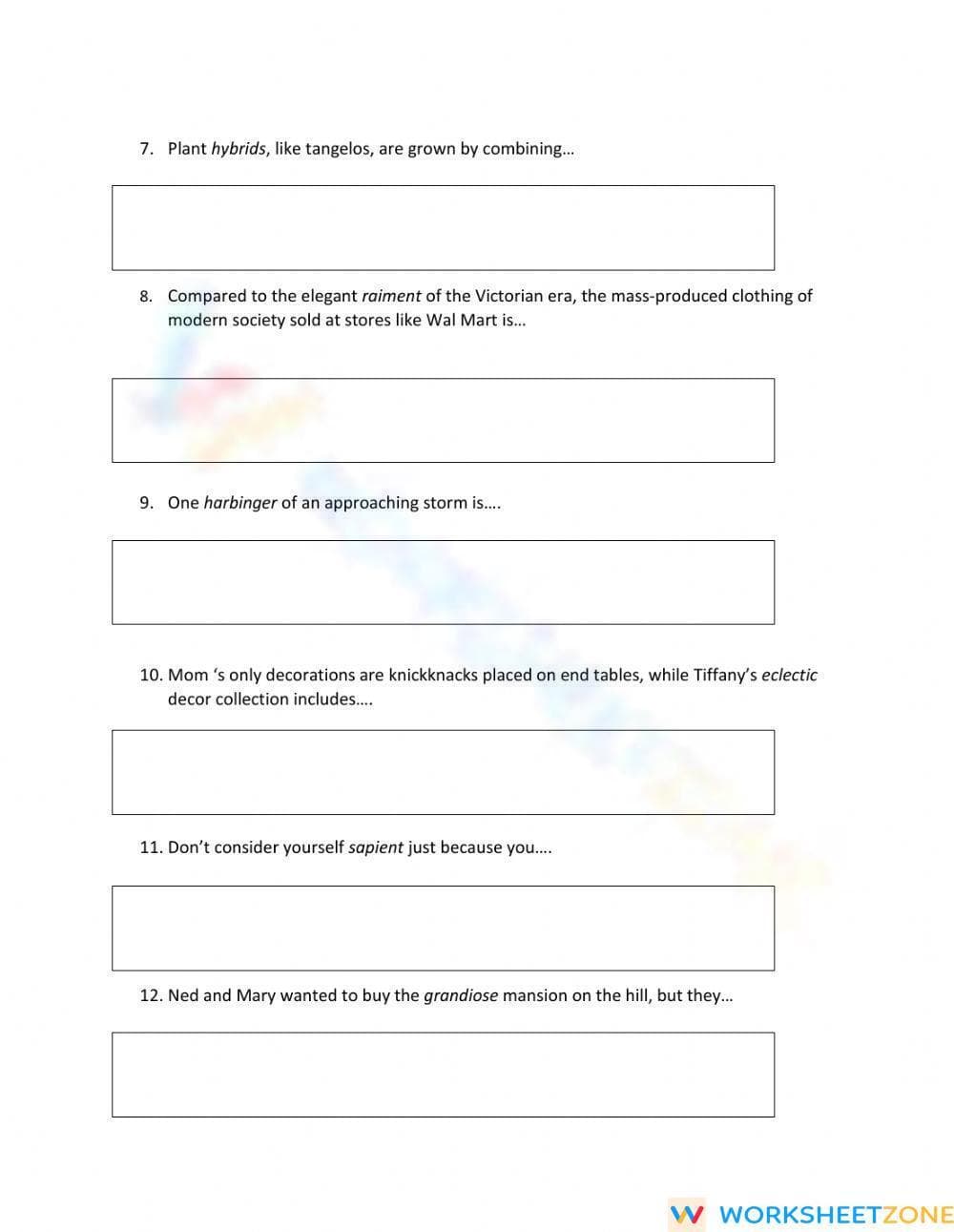 SAT Vocab 9-10 Sentence Completion | Essential Printable - Page 2