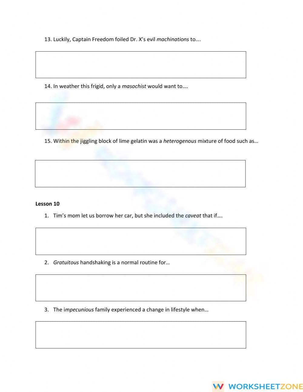 SAT Vocab 9-10 Sentence Completion | Essential Printable - Page 3