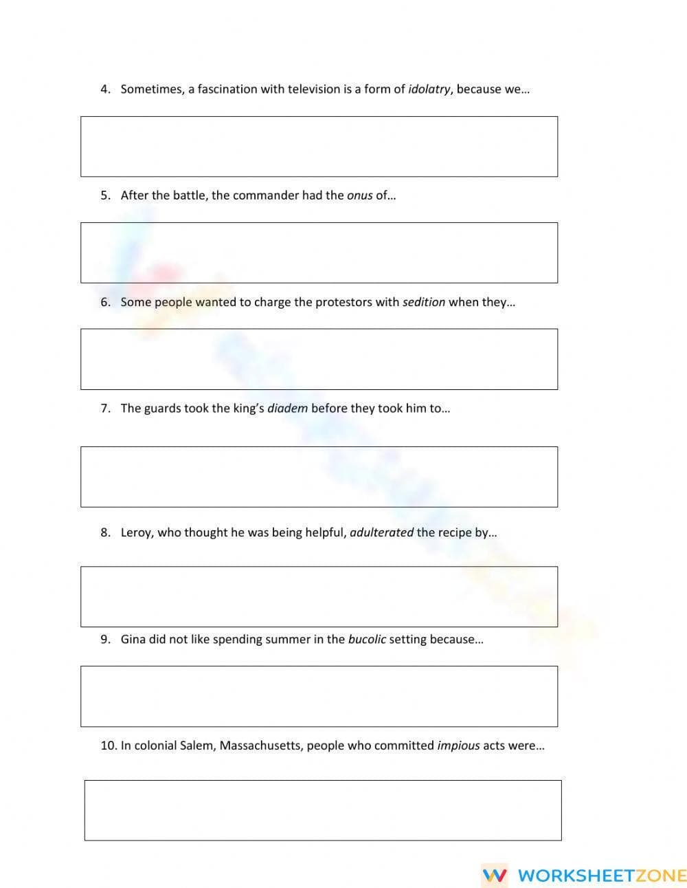 SAT Vocab 9-10 Sentence Completion | Essential Printable - Page 4