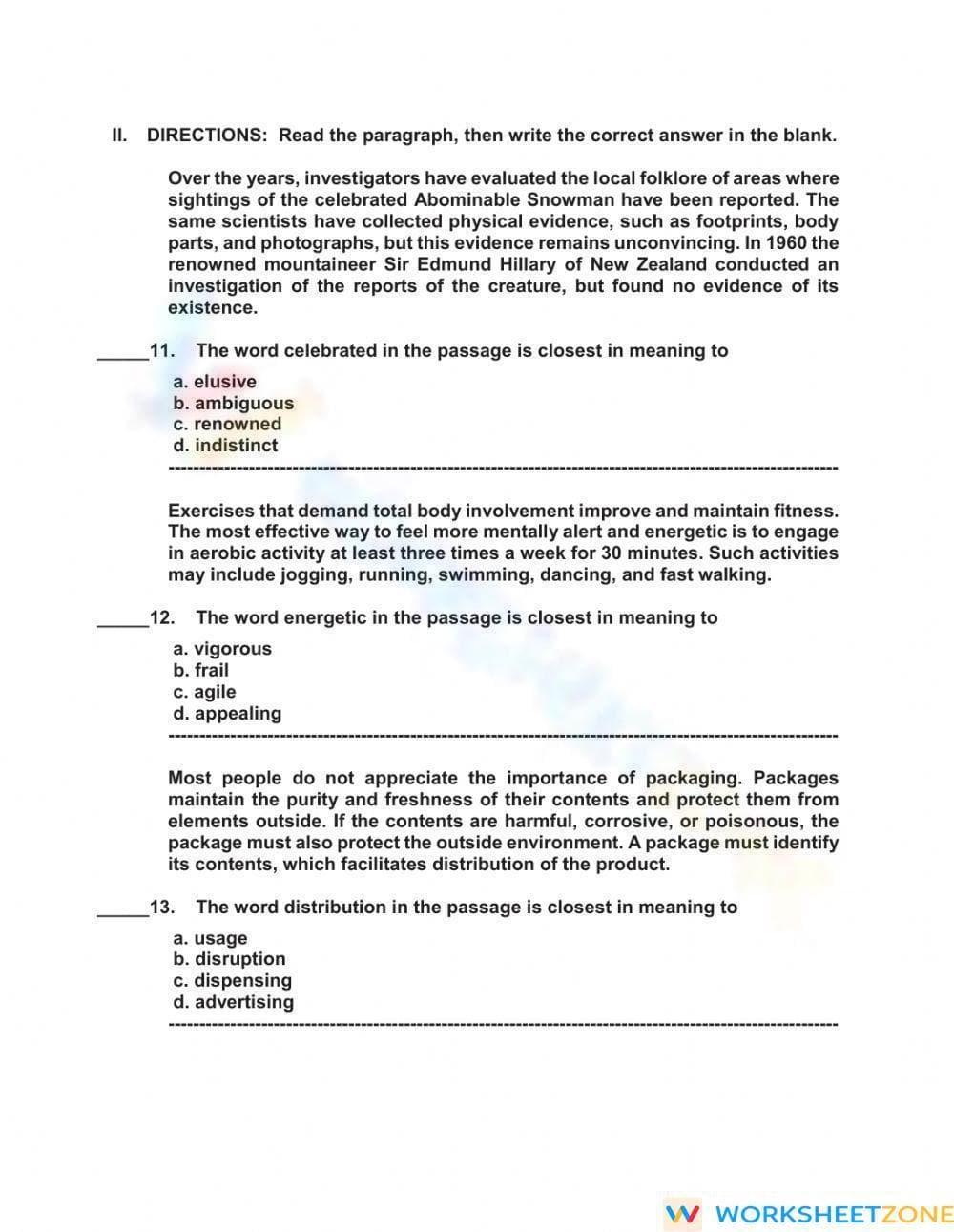 Essential Vocabulary in Context Worksheet | Grade 9 ELA - Page 2