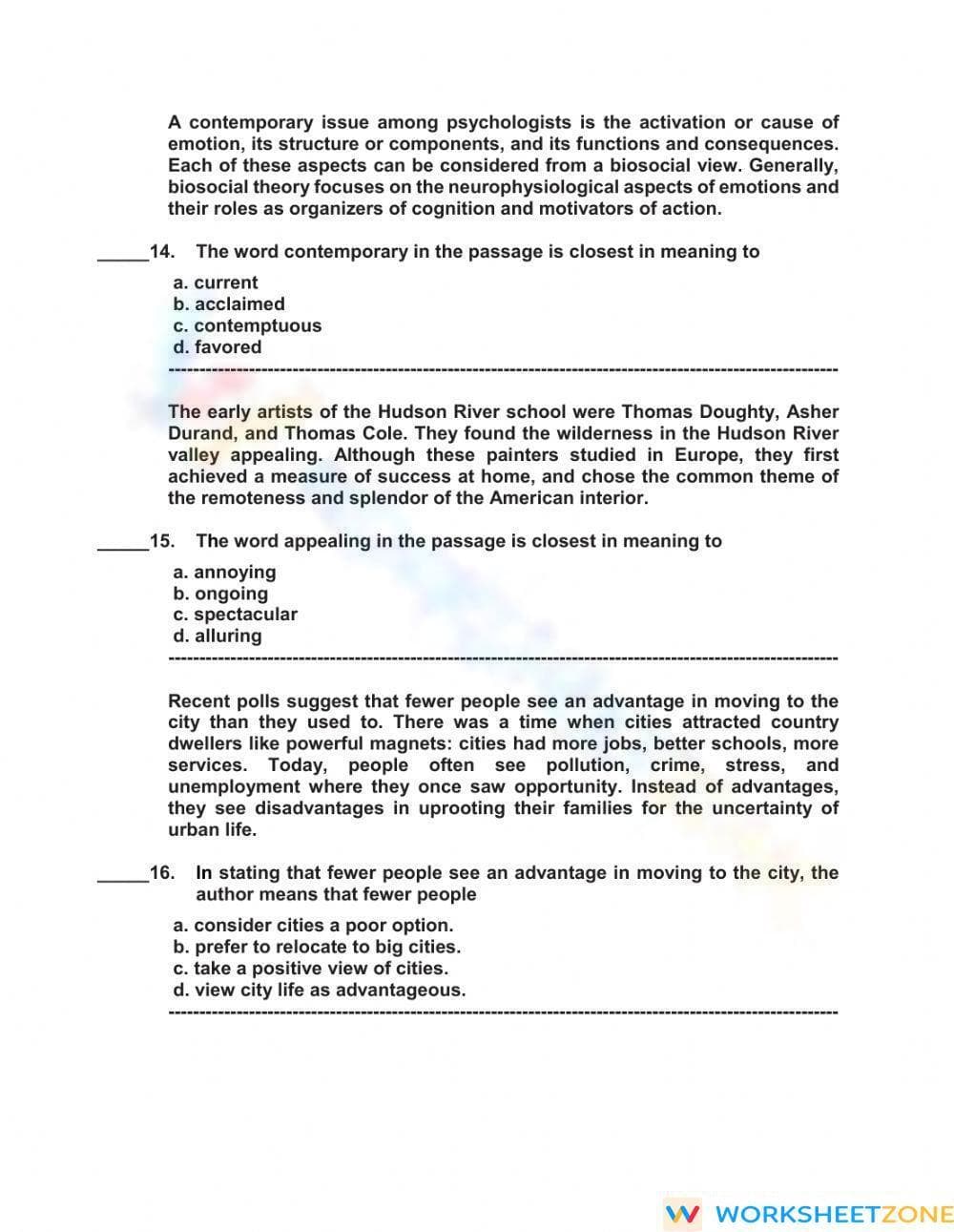 Essential Vocabulary in Context Worksheet | Grade 9 ELA - Page 3