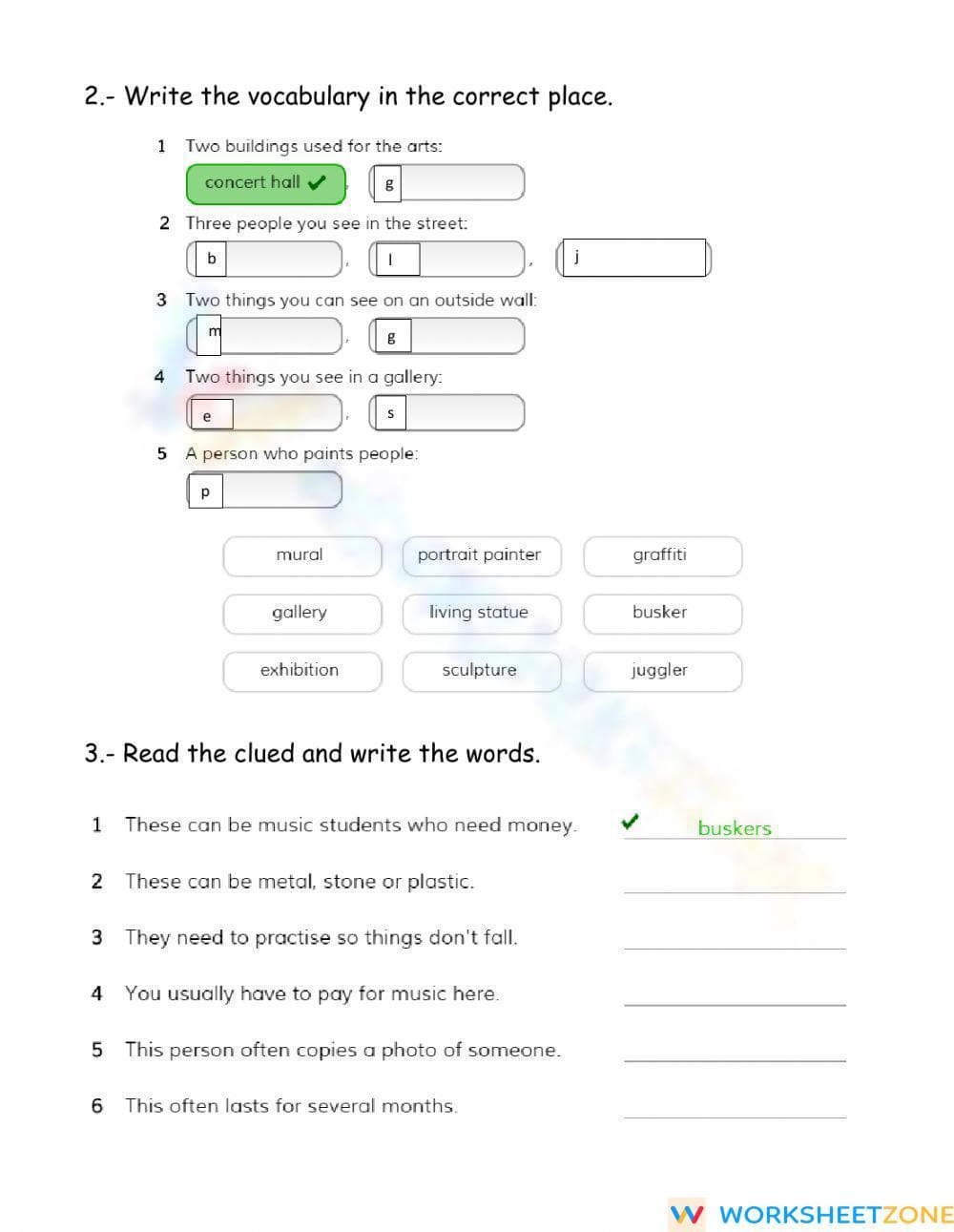 Essential Arts Vocabulary Worksheet | Grade 9 ELA - Page 2