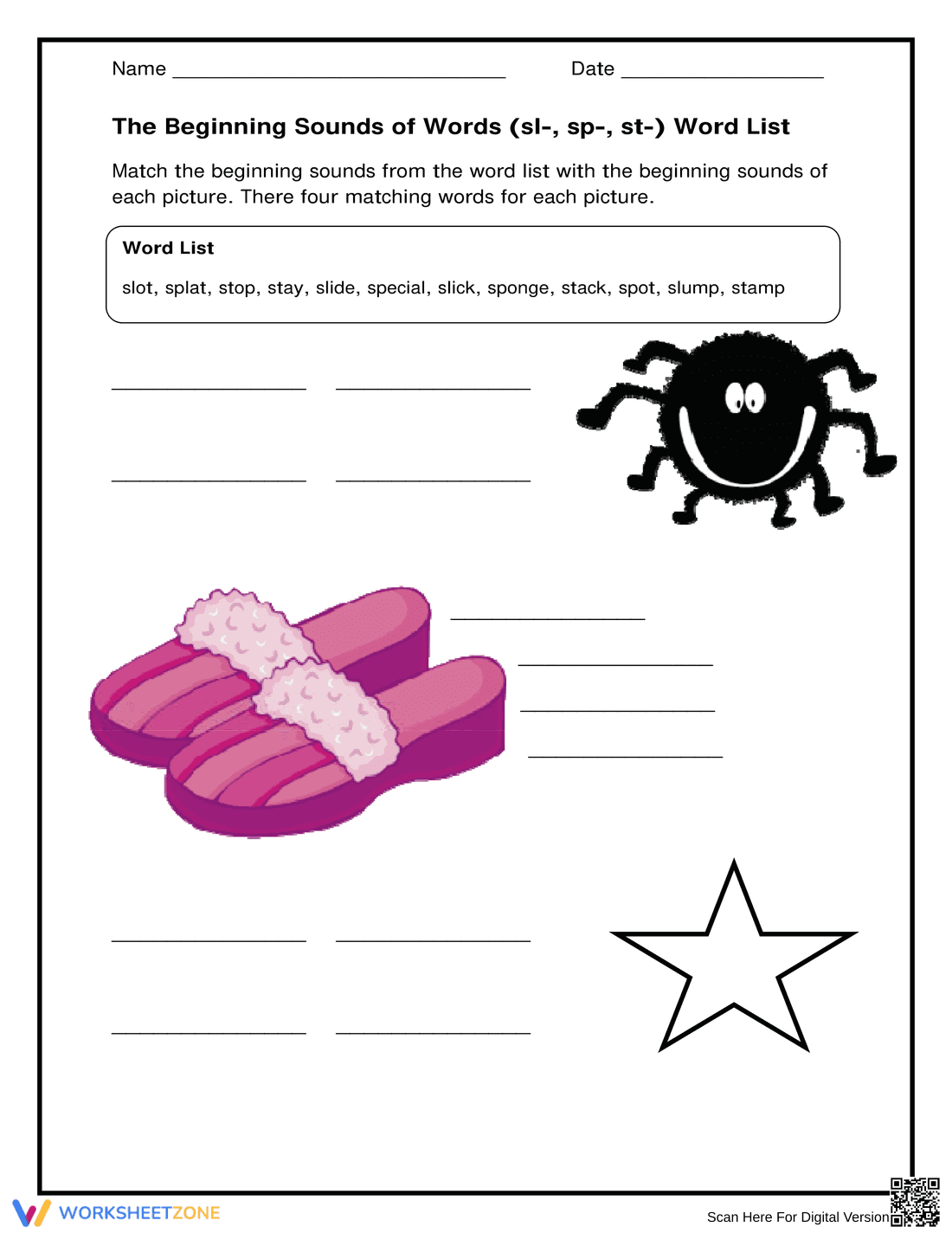 Grade 1 S-Blends — Printable No-Prep Worksheet - Page 2