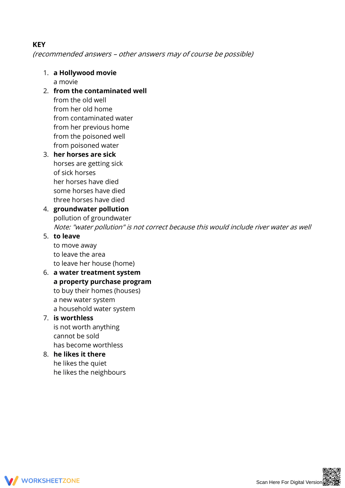 Reading: Poisonous Water Worksheet - Page 2