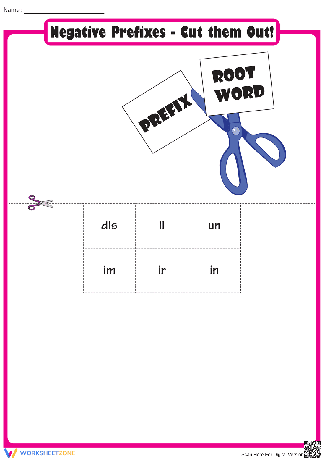 Negative Prefixes Cut and Glue Worksheet - Page 2