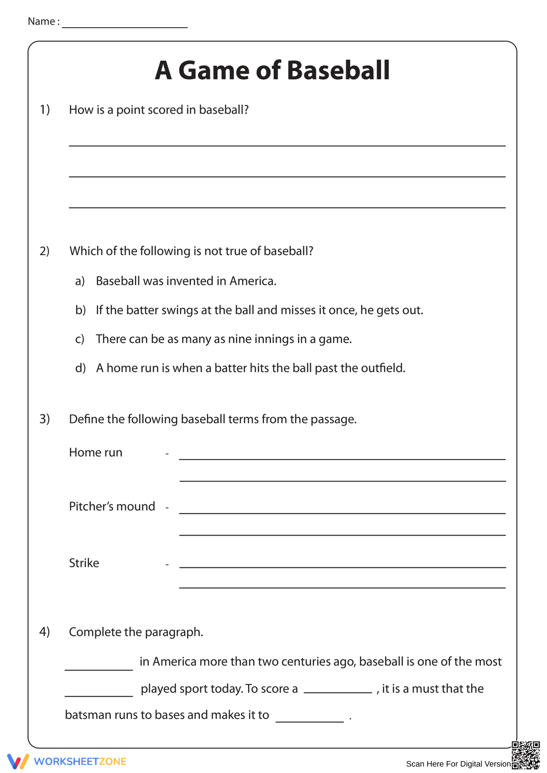 Non-Fiction Reading About A Game of Baseball - Page 3