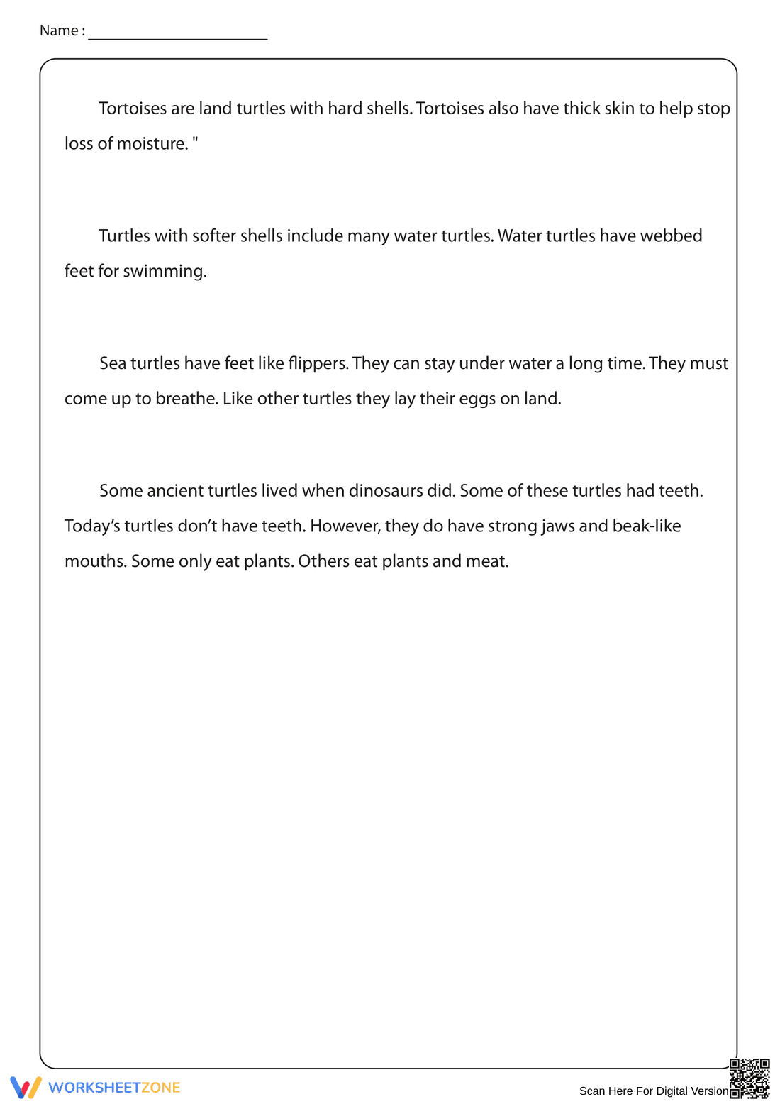 Non-Fiction Reading About Turtles - Page 2