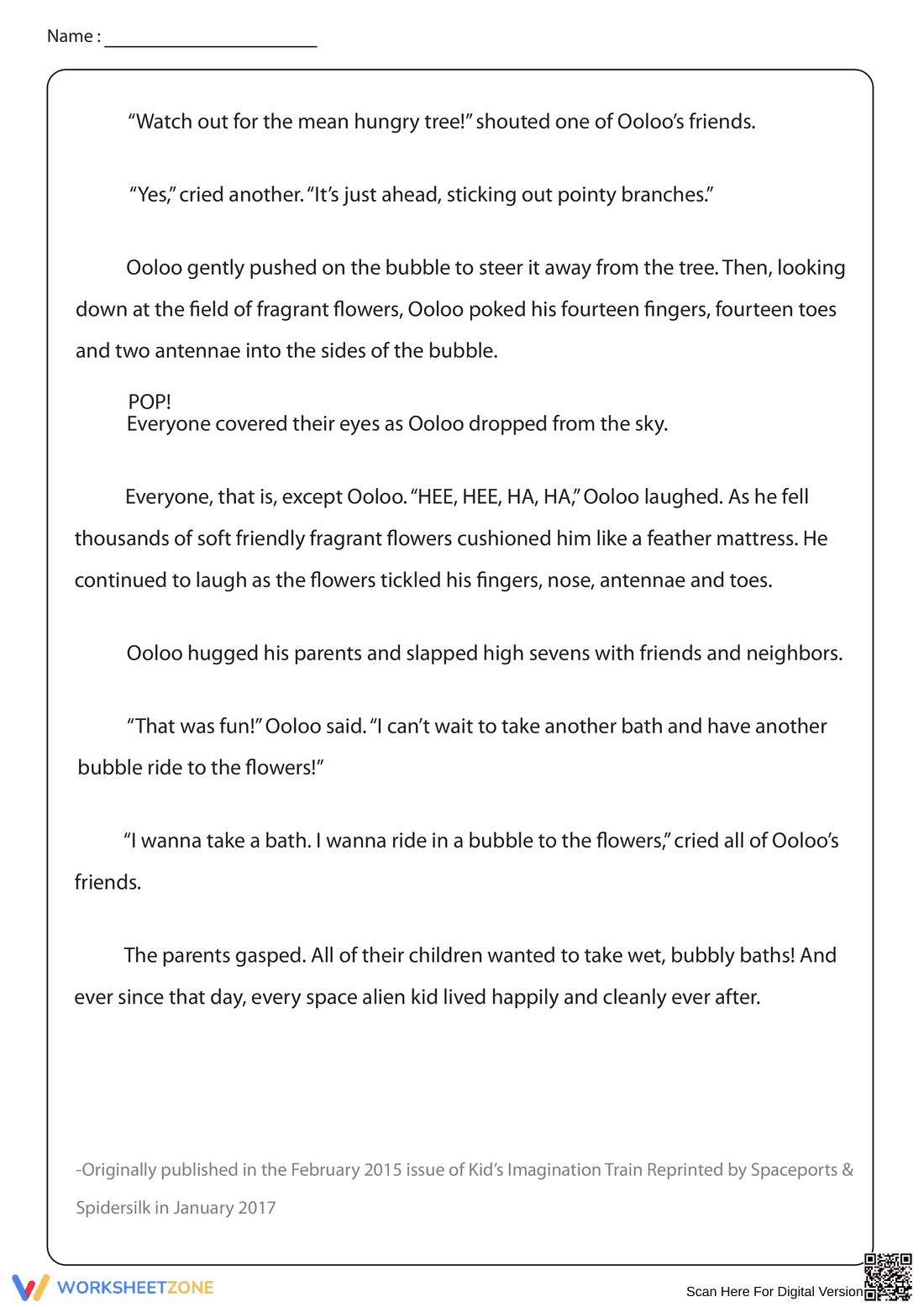 Ooloo Takes a Bath Retelling Worksheet | Essential Grade 1 - Page 3
