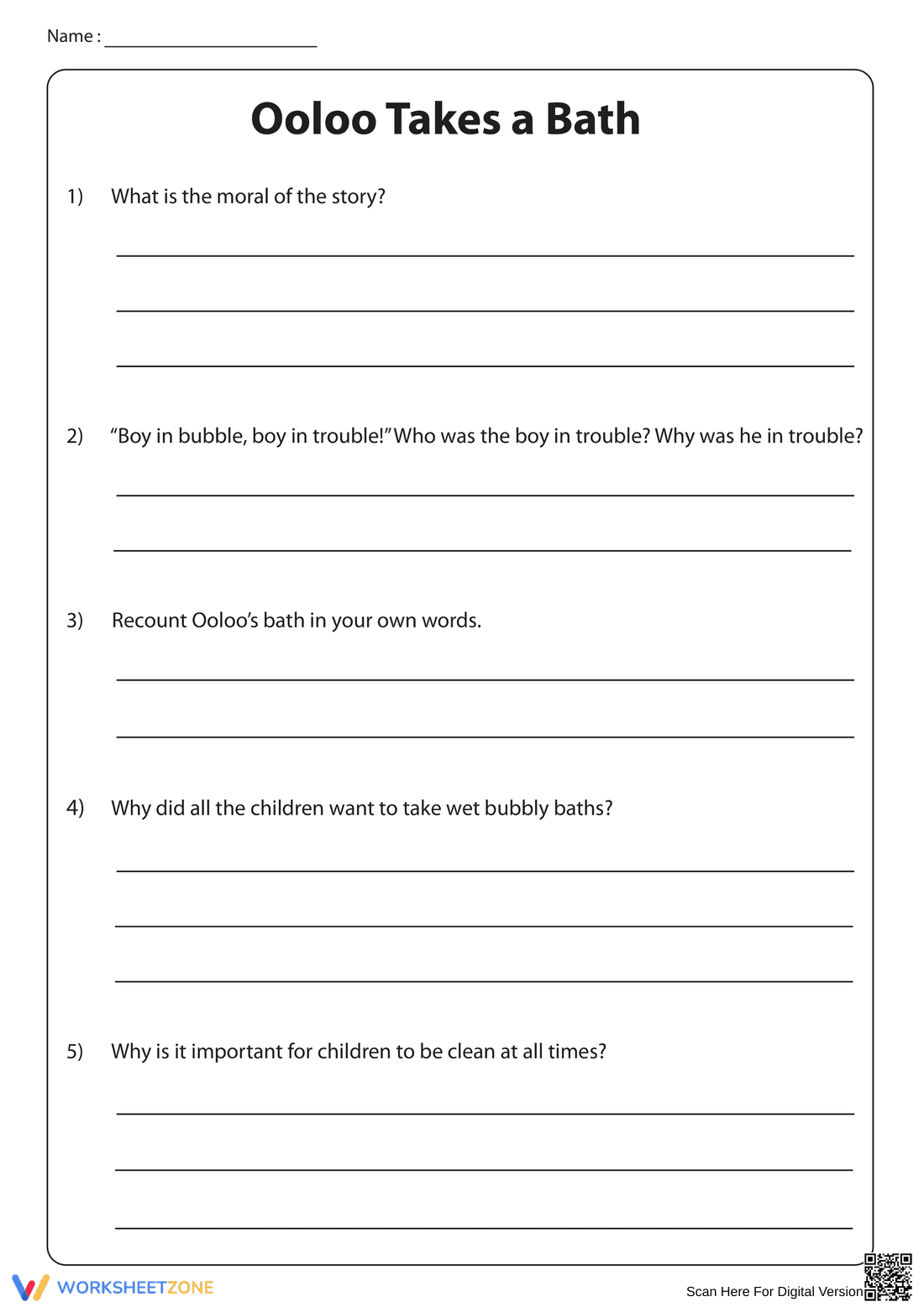 Ooloo Takes a Bath Retelling Worksheet | Essential Grade 1 - Page 4