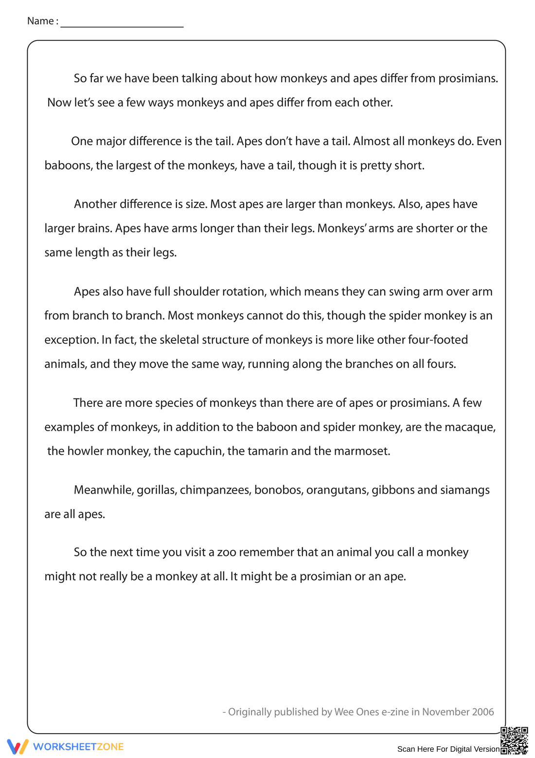 Non-Fiction Reading: Is That Really a Monkey? - Page 2