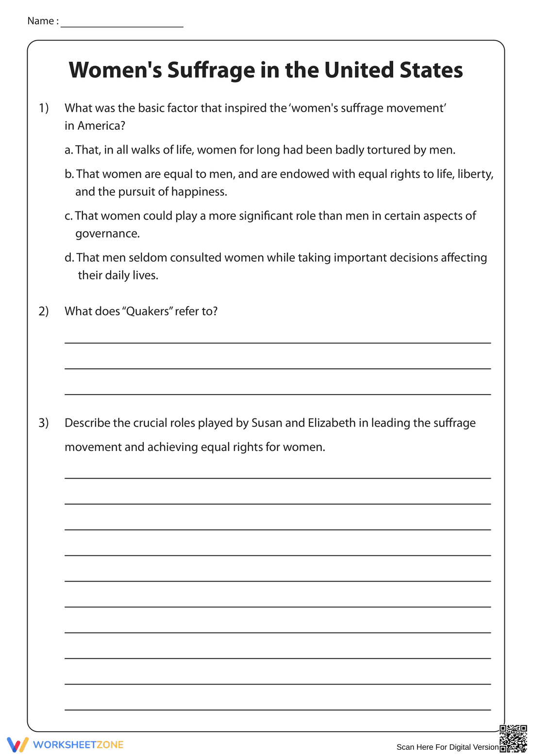 Women's Suffrage Worksheet | Essential Grade 7 Reading - Page 4