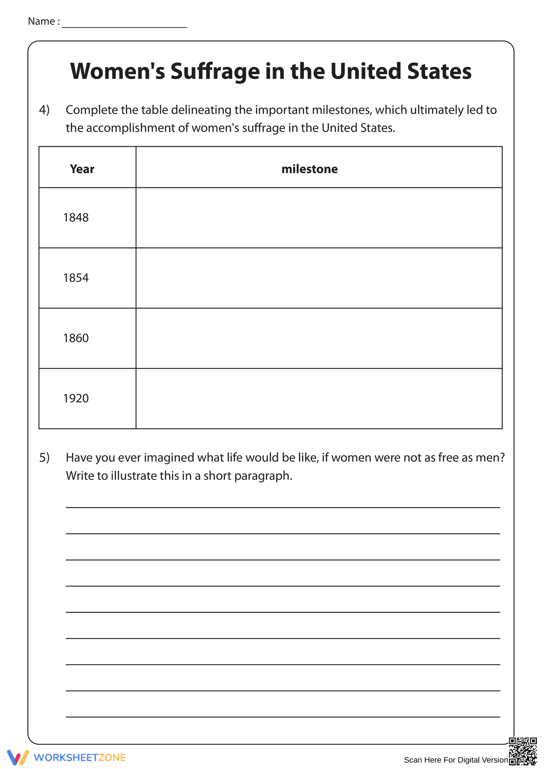 Women's Suffrage Worksheet | Essential Grade 7 Reading - Page 5