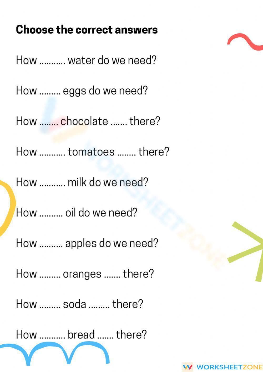 Essential Much vs Many Worksheet | Grade 6 Grammar - Page 2