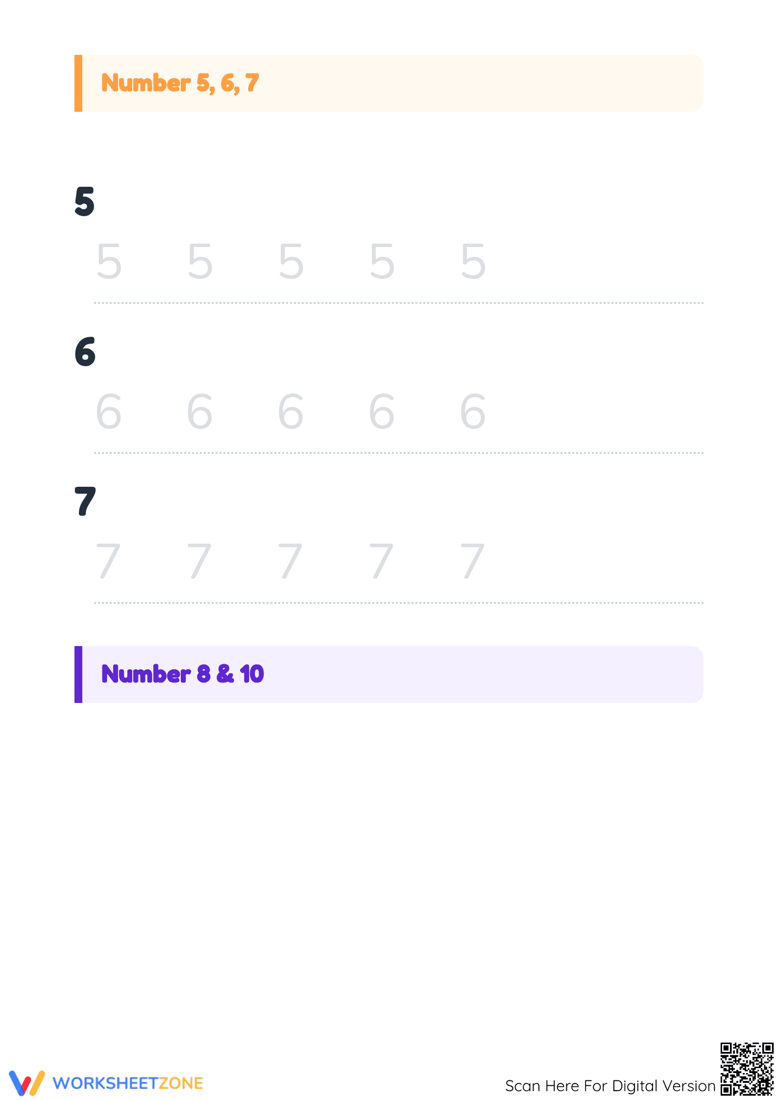 Printable Number Tracing 1-10 Worksheet | Preschool & Kinder - Page 4