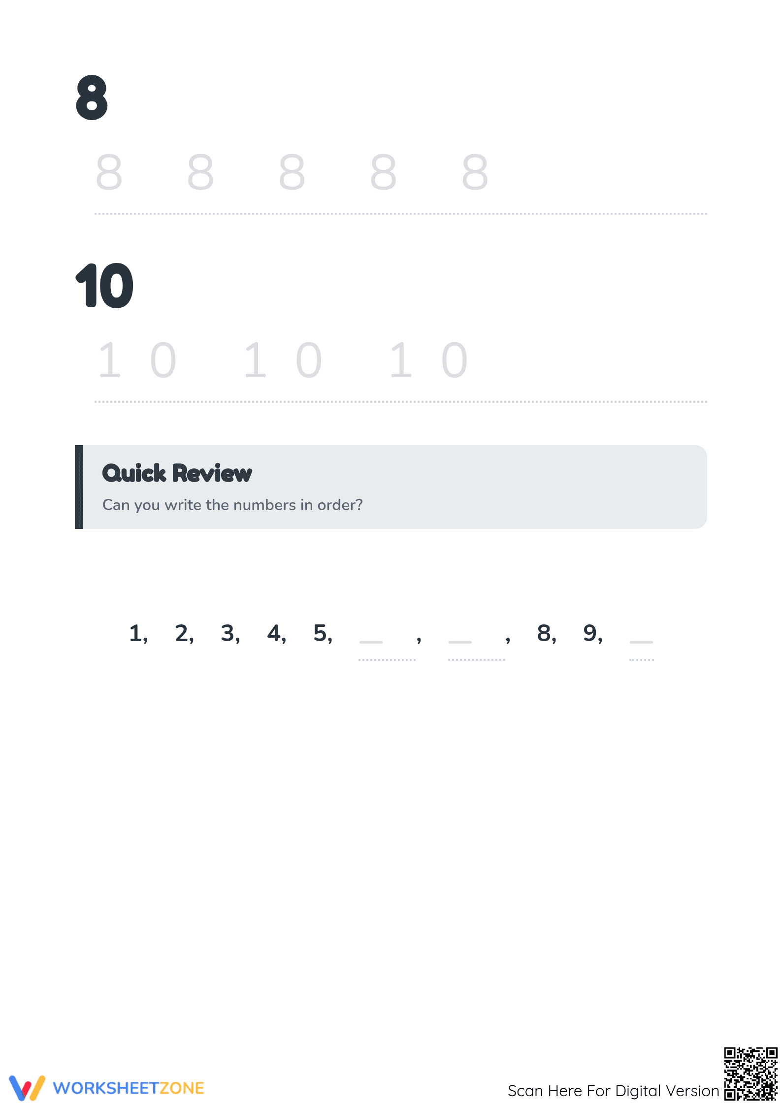 Printable Number Tracing 1-10 Worksheet | Preschool & Kinder - Page 5