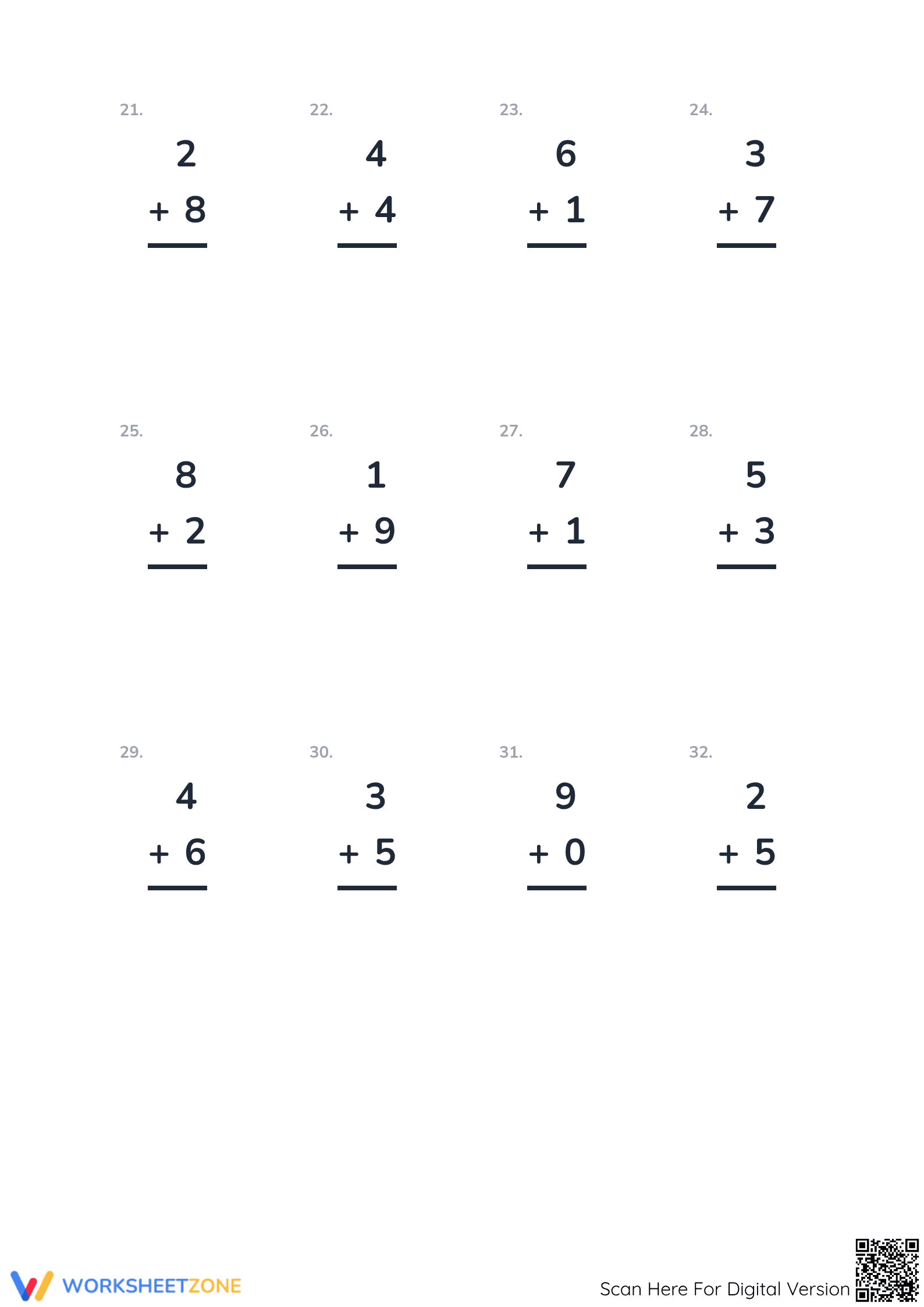 Printable Single Digit Addition Worksheet | Grade 1 Aligned - Page 3