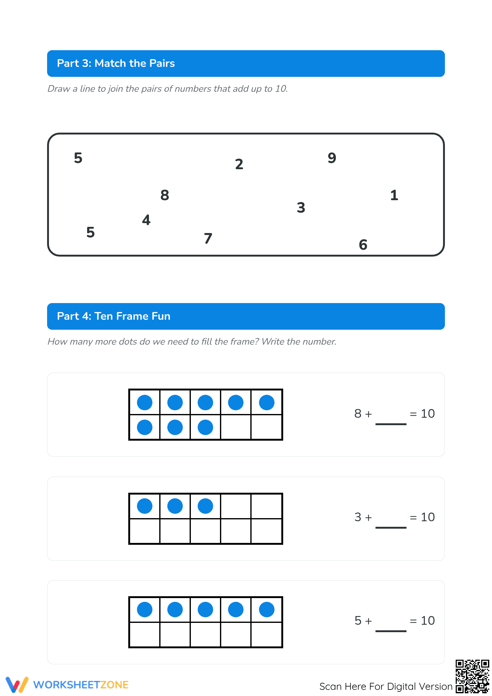 Printable Number Bonds to 10 Worksheet | Grade K-1 - Page 3