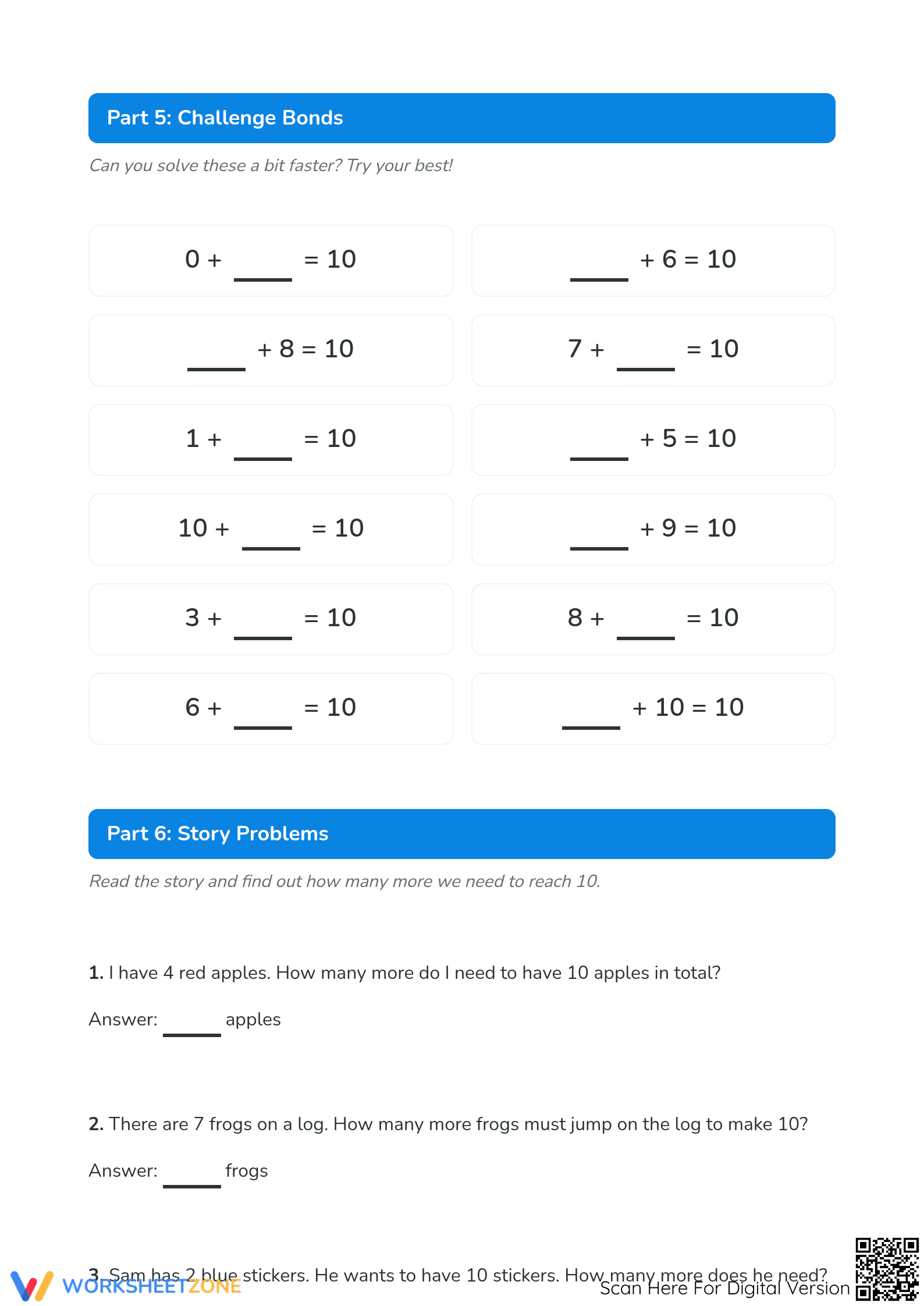 Printable Number Bonds to 10 Worksheet | Grade K-1 - Page 4