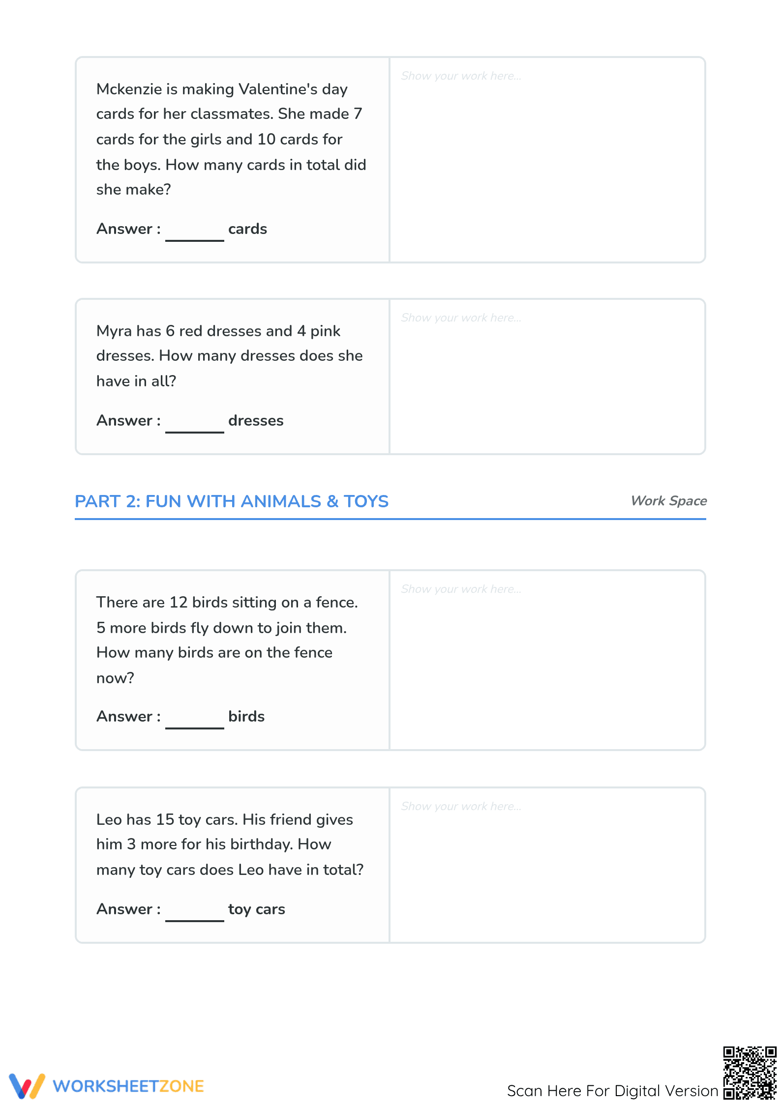 Printable Addition Word Problems for Grade 1 | Aligned - Page 2