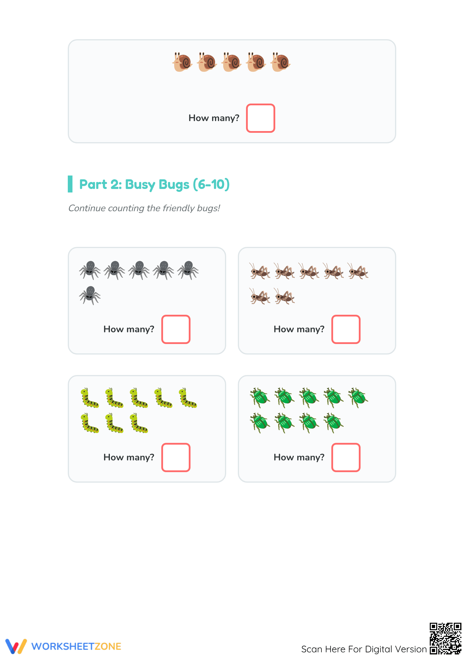 Printable Counting 1-20 Animals Worksheet | Kindergarten - Page 2