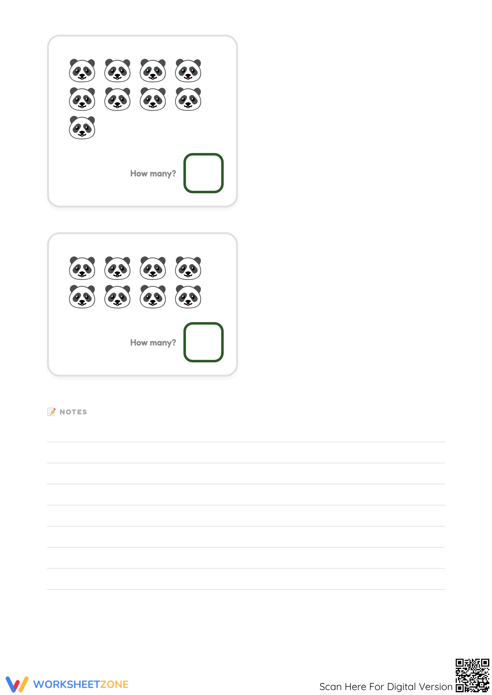 Printable Counting Worksheet with Pandas | Grade K Math - Page 4