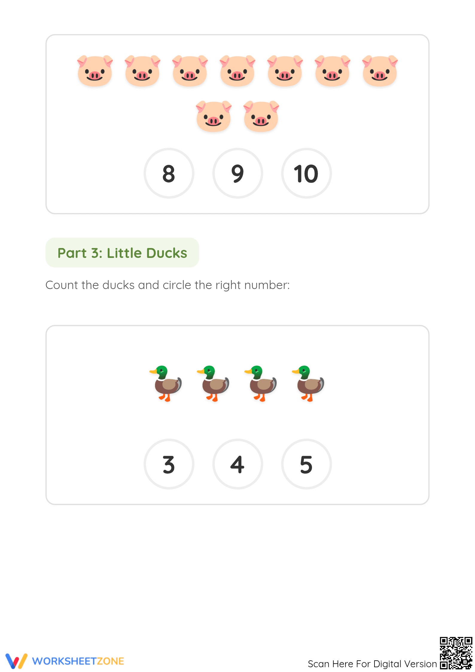 Grade Kindergarten Counting — Printable No-Prep Worksheet - Page 3