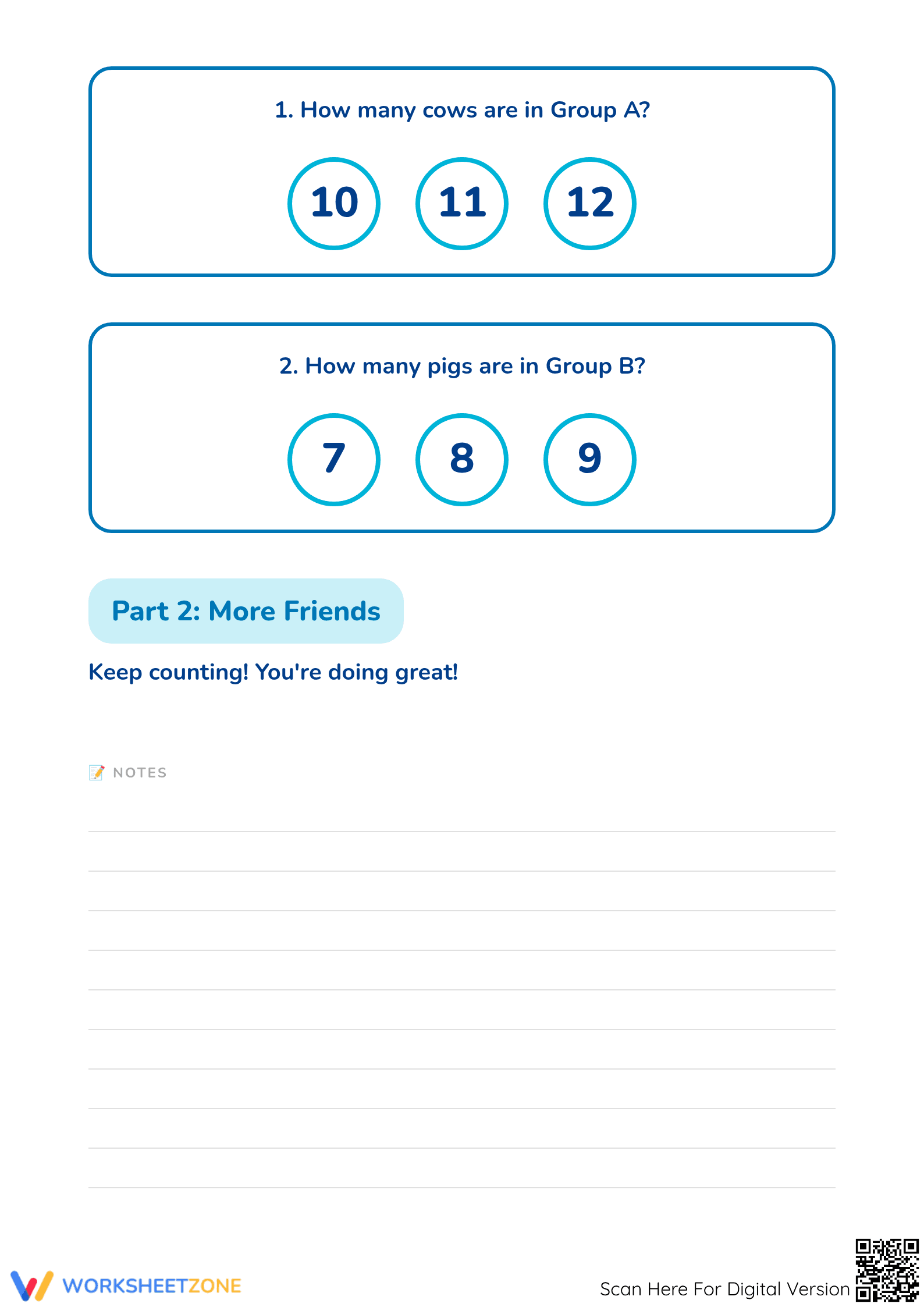 Essential Animal Counting Worksheet | Kindergarten Math - Page 2