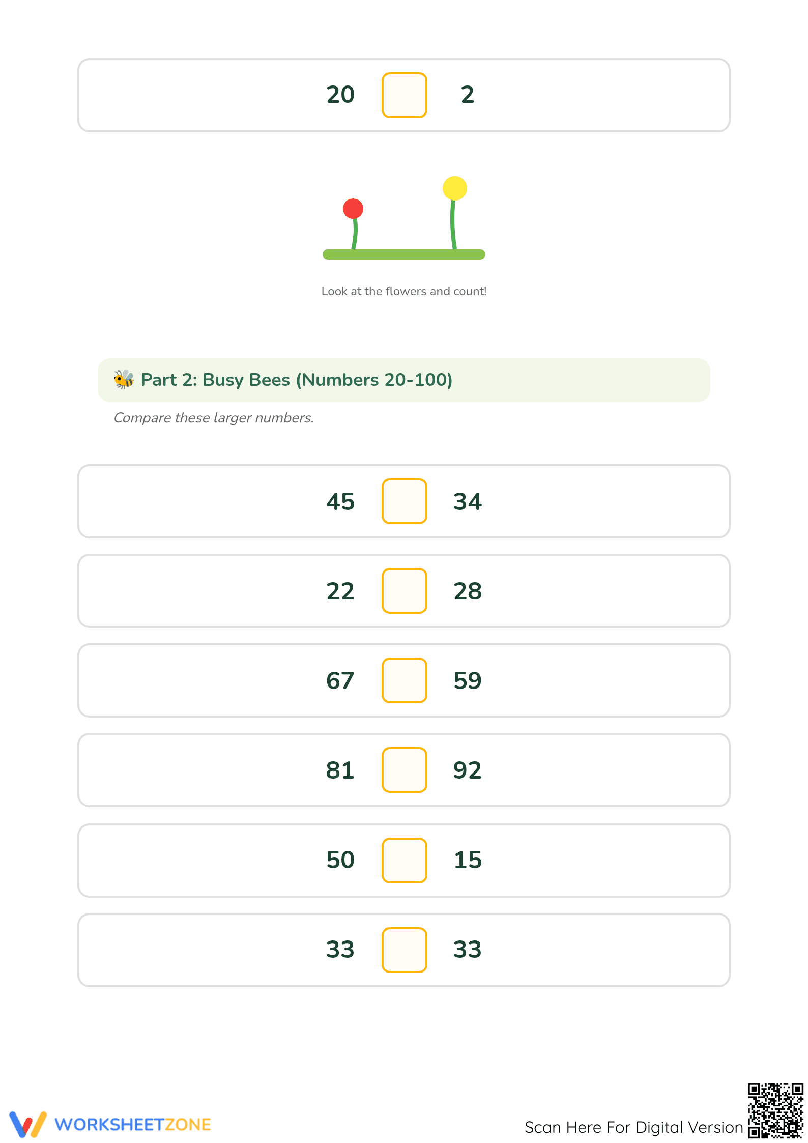 Printable Greater Than Less Than Worksheet | Grade 1 Math - Page 2