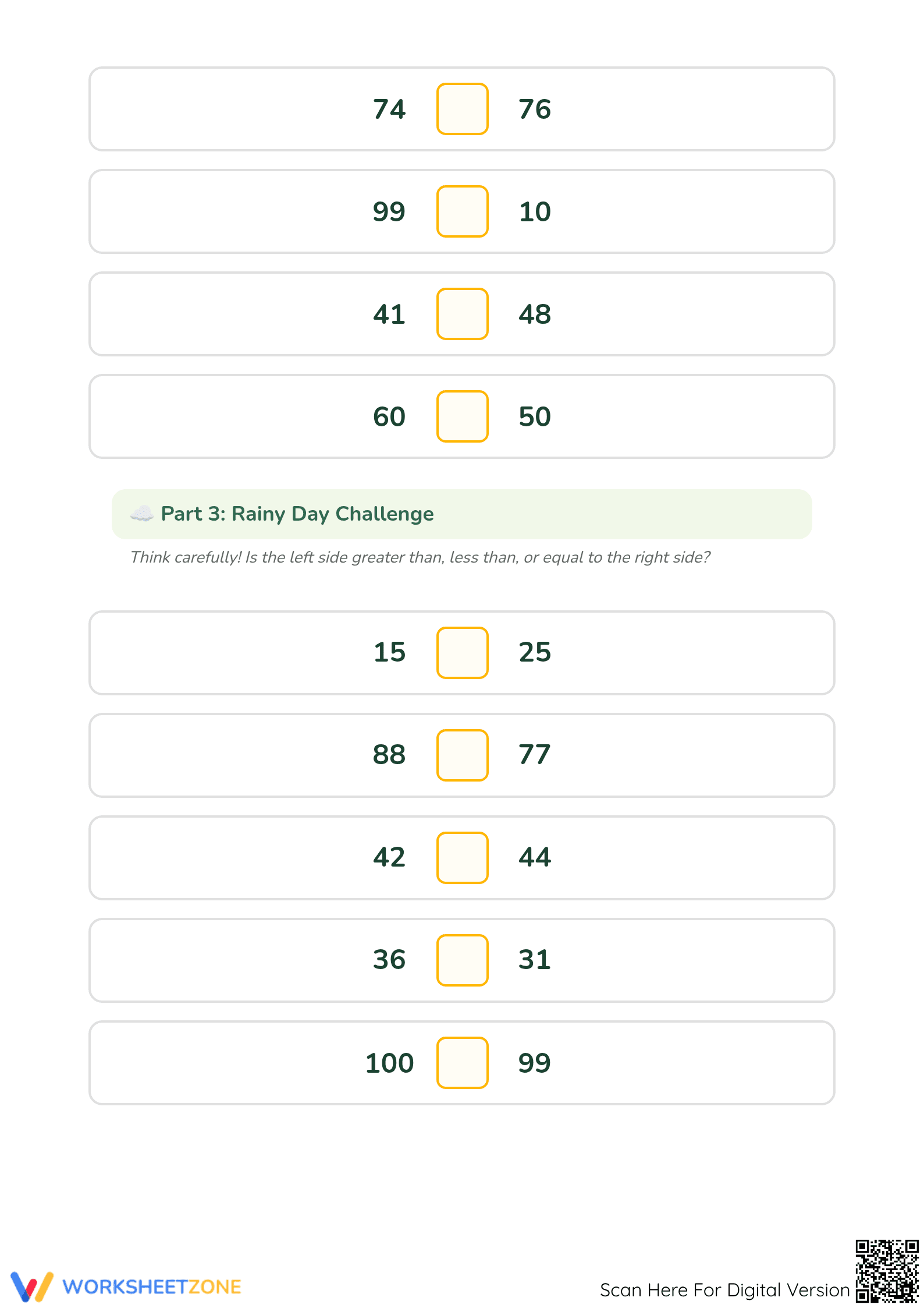 Printable Greater Than Less Than Worksheet | Grade 1 Math - Page 3