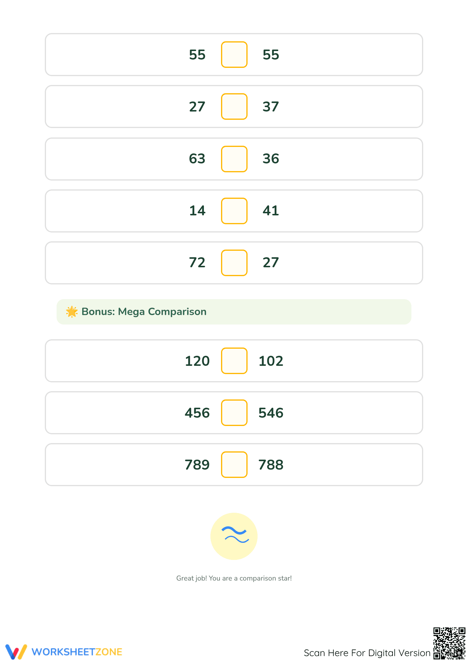 Printable Greater Than Less Than Worksheet | Grade 1 Math - Page 4