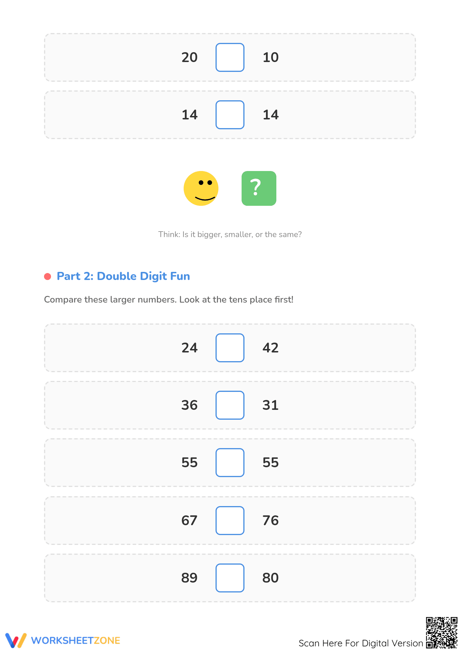 Essential Comparing Numbers Worksheet | Grade 1-2 Math - Page 2