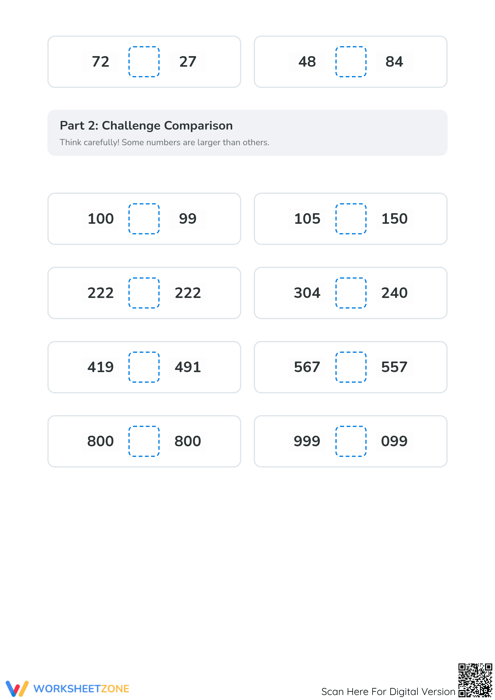 Printable Comparing Numbers Worksheet | Grade 2 Aligned - Page 2