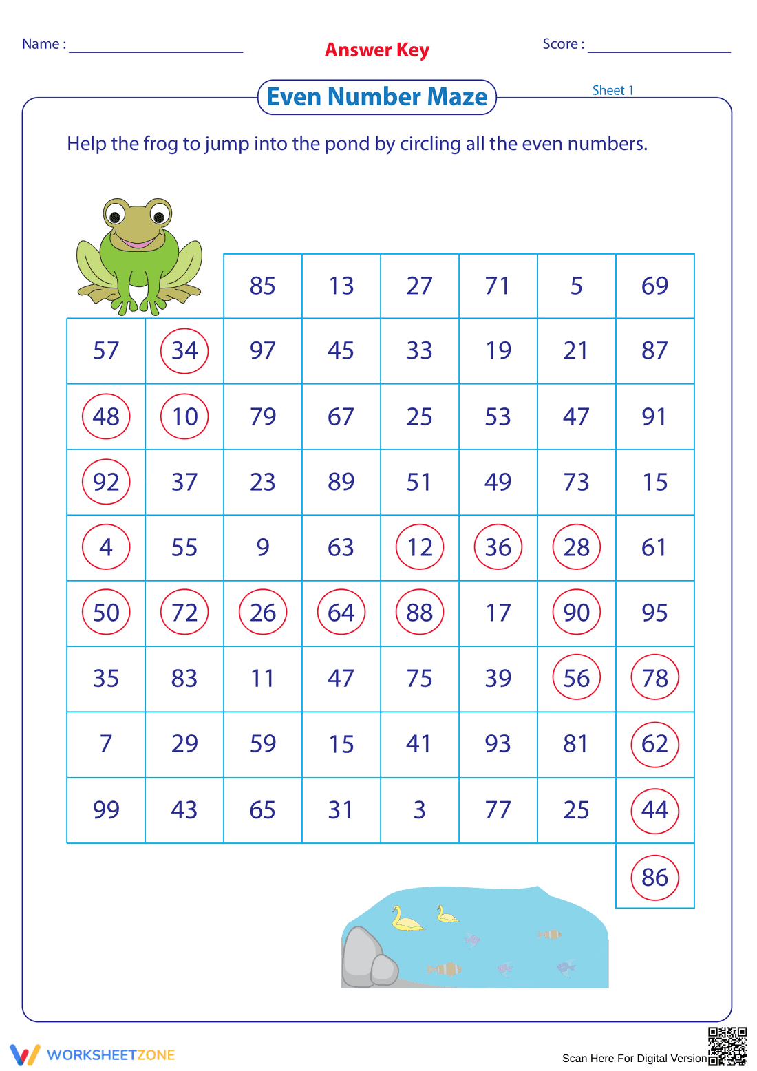 Even Number Maze Practice Worksheet - Page 2