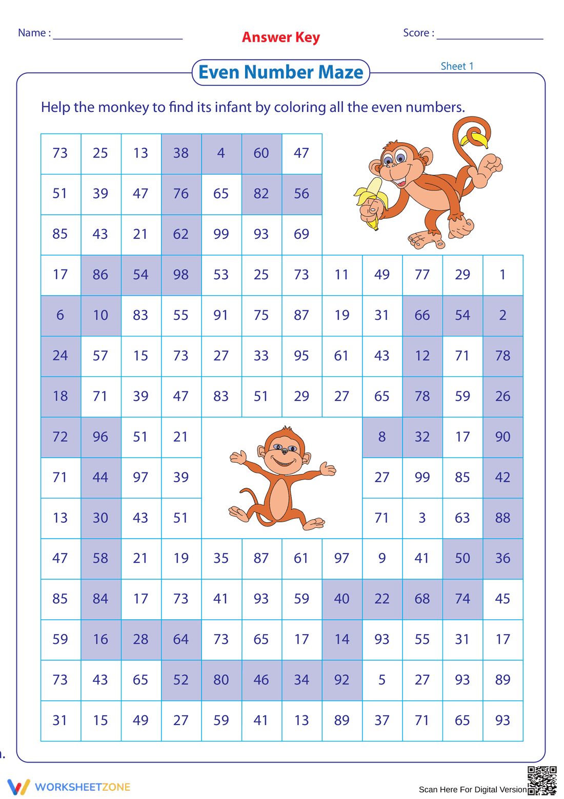 Explore Even Numbers: Maze Activity 1-100 - Page 2