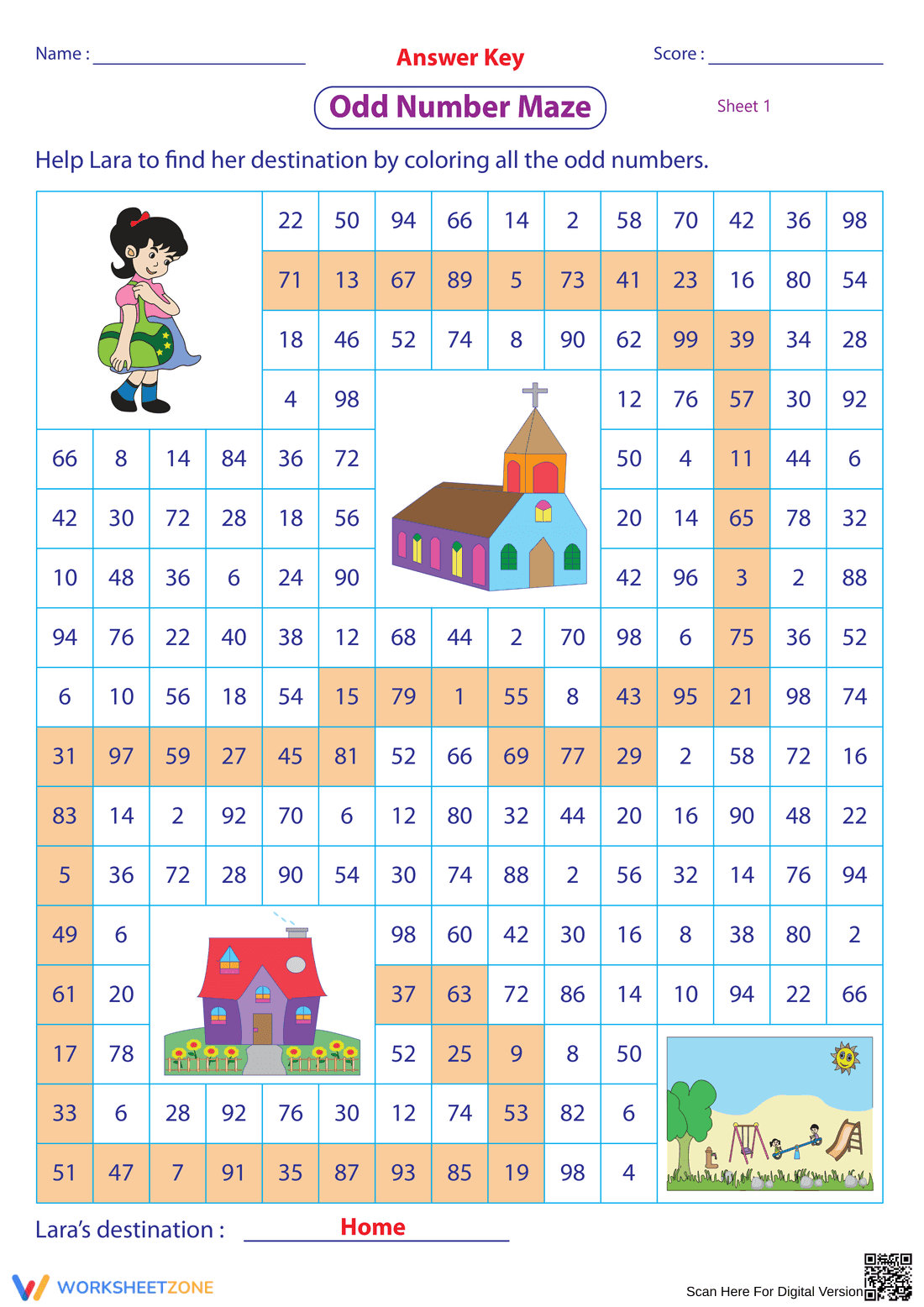 Odd Number Maze 1-100 - Page 2