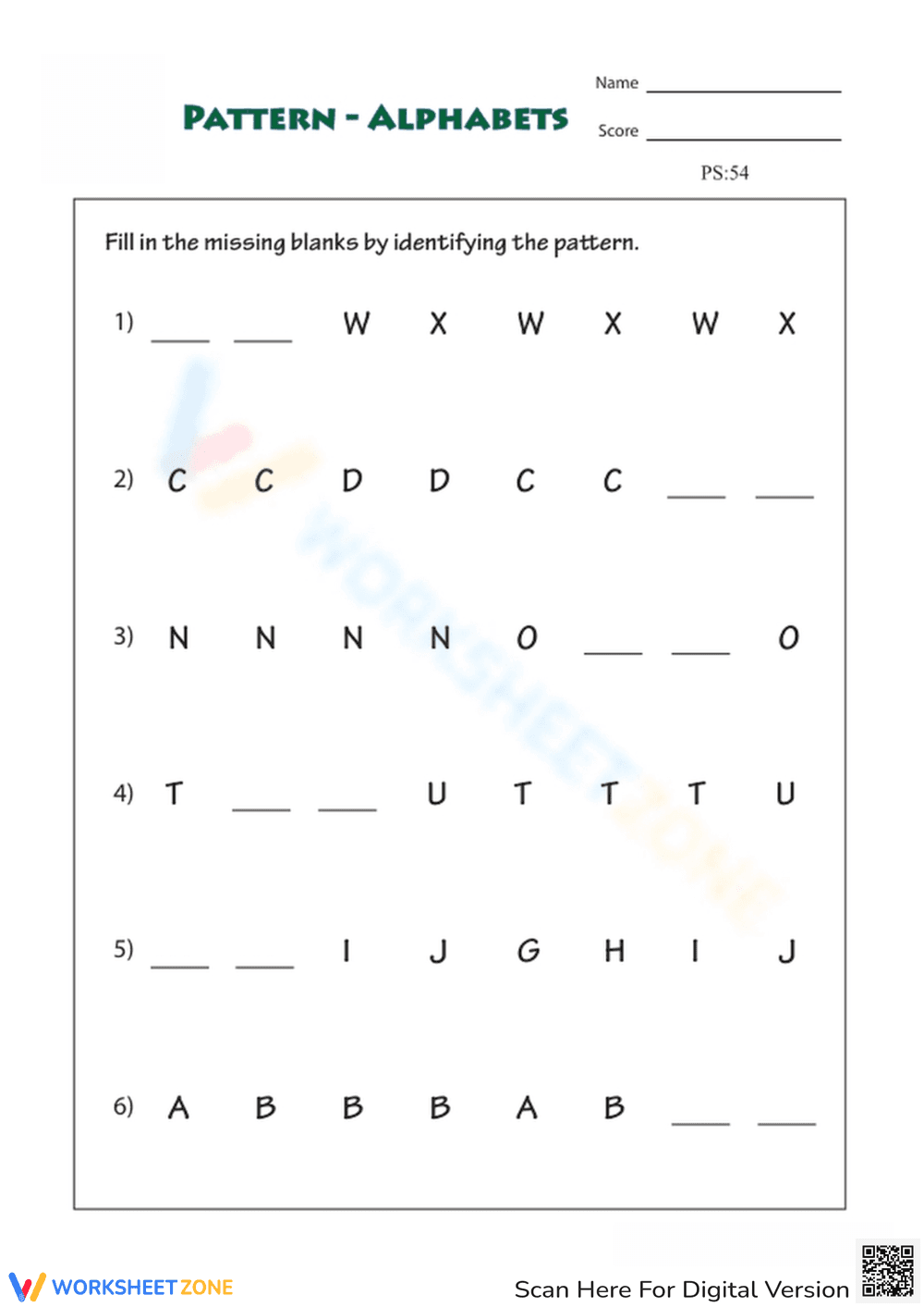 Printable Alphabet Pattern Worksheet | Grade K-1 Essential - Page 2