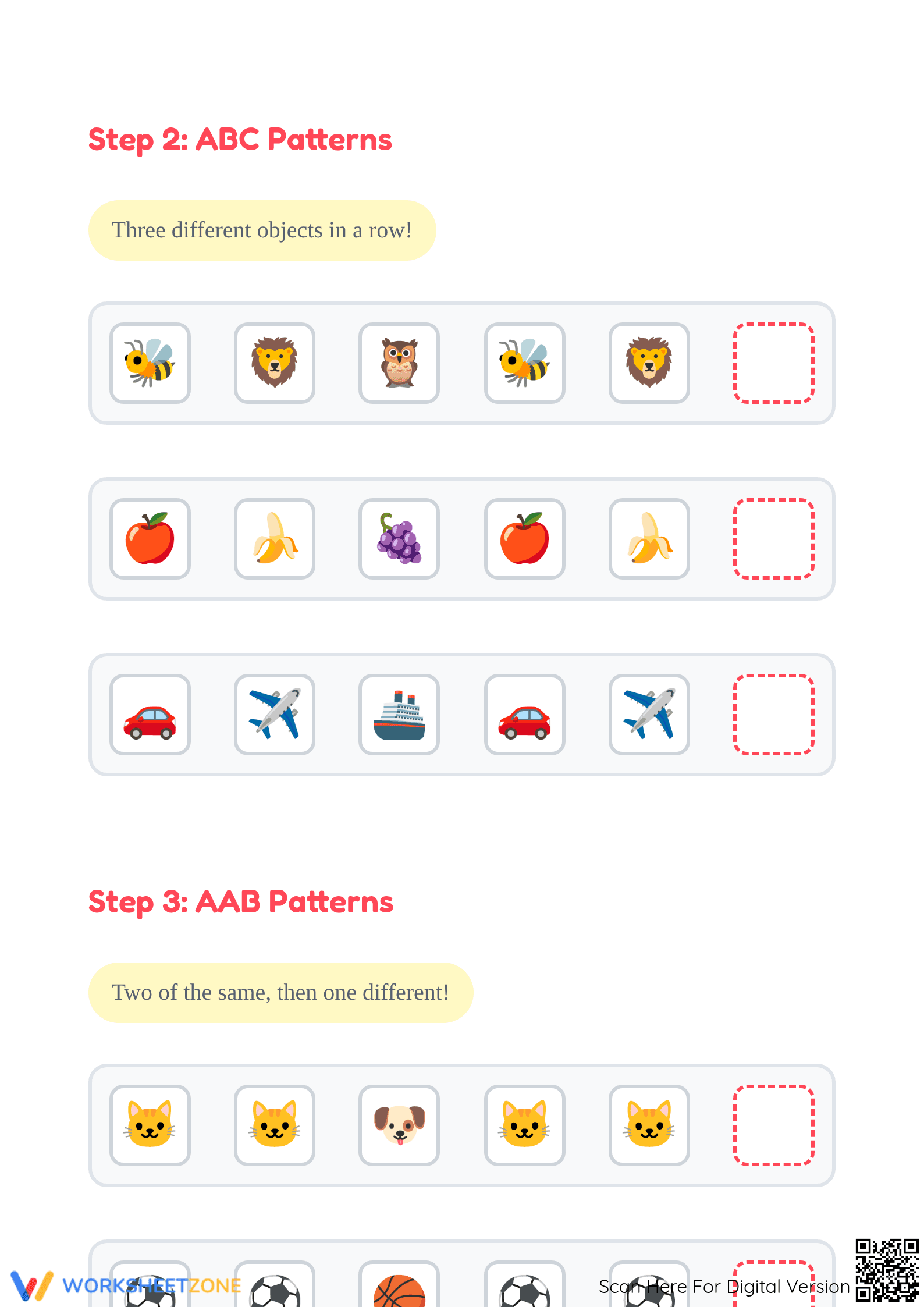 Essential Object Pattern Worksheet | Grade 1 Printable - Page 2
