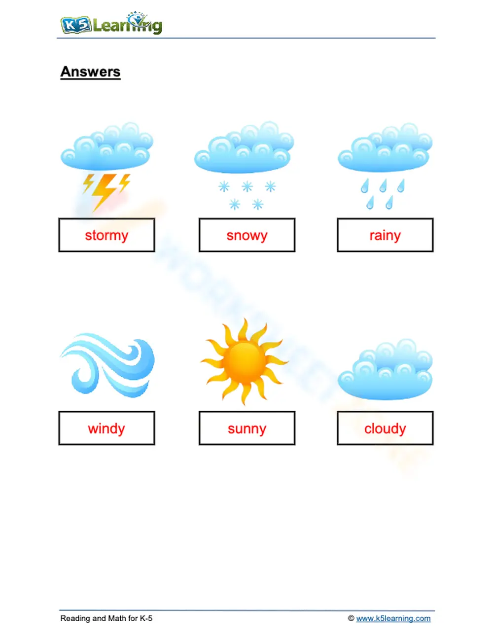 Essential Grade 1 Weather Worksheet: Science Vocabulary - Page 2