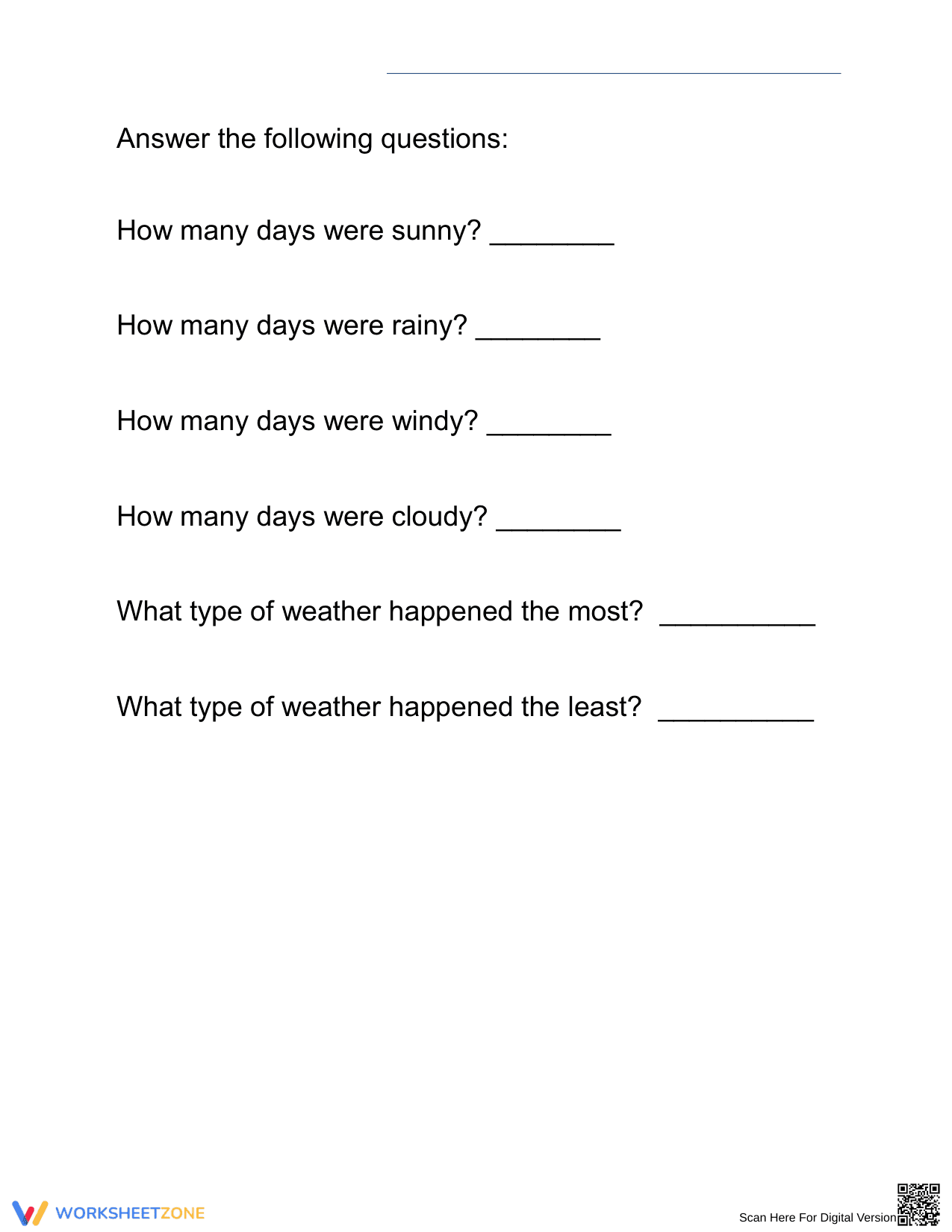 Printable Weather Graph Worksheet | Grade 1 Science - Page 2