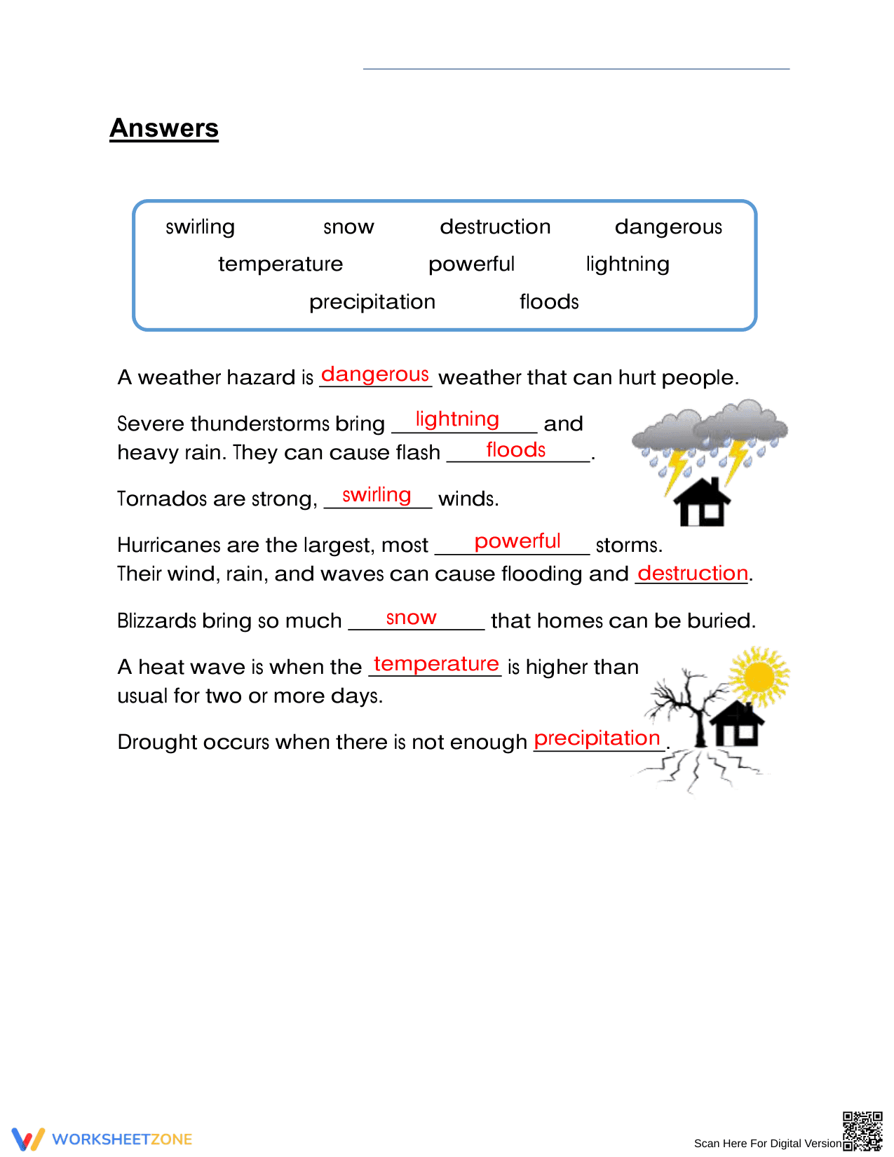 Essential Grade 3 Weather Hazards Science Worksheet - Page 2