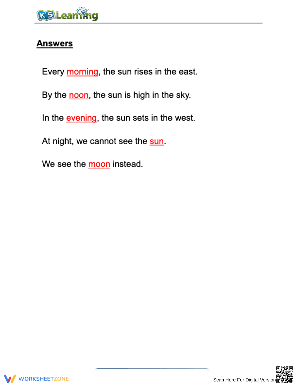 Printable Patterns of the Sun Worksheet | Grade 1 Science - Page 2