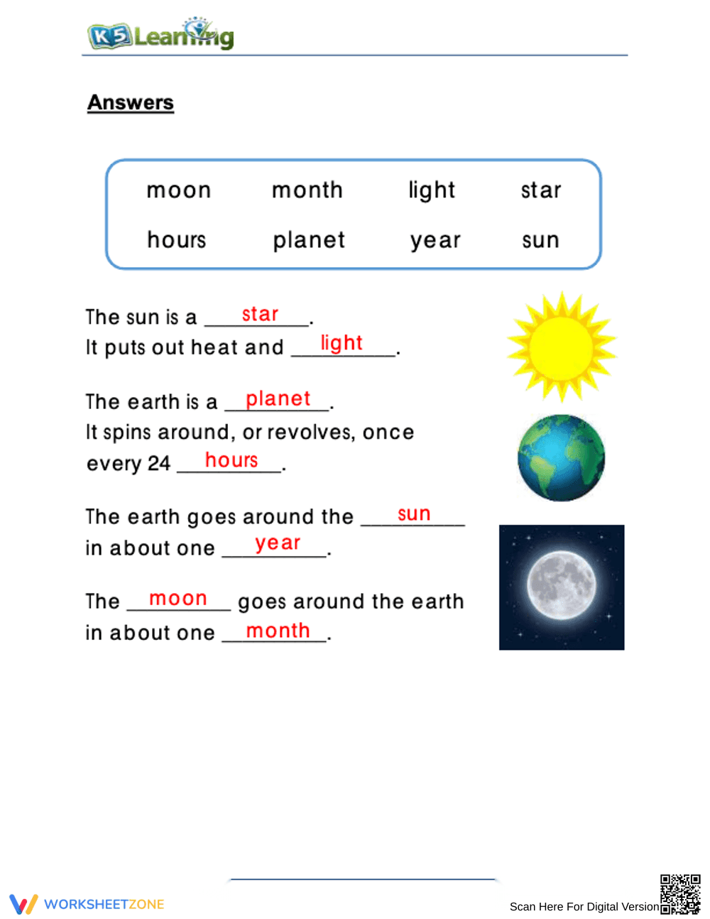 Essential Earth, Moon, and Sun Worksheet | Grade 2 Science - Page 2
